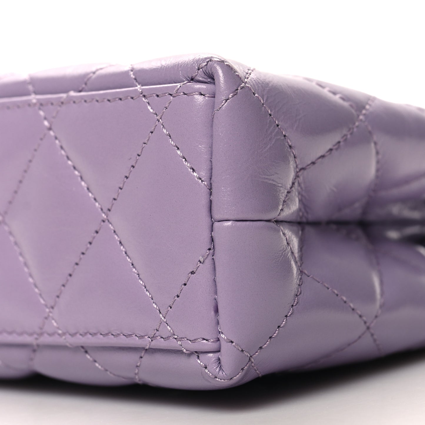 Shiny Aged Calfskin Quilted Nano Kelly Shopper Lilac
