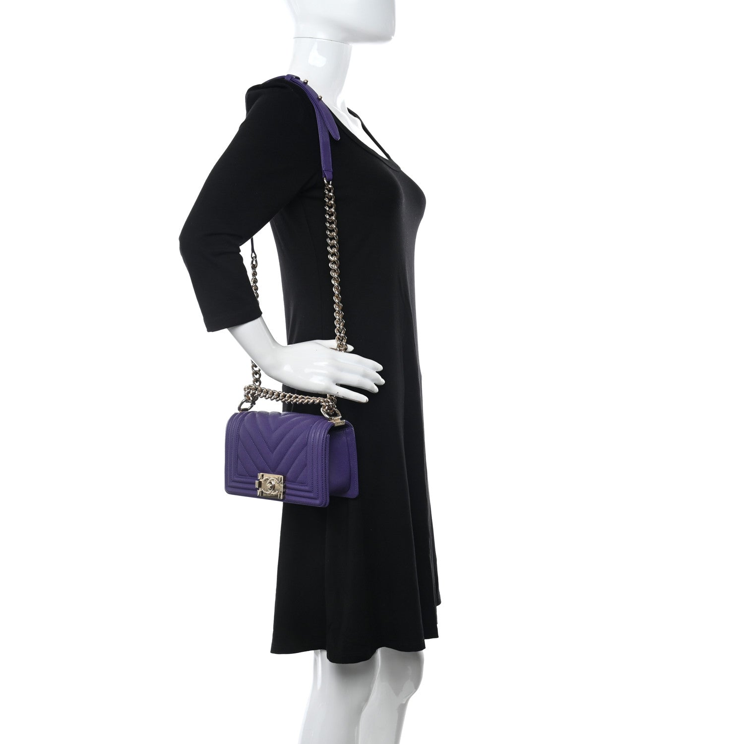 Chanel Caviar Chevron Quilted Small Boy Flap Purple 2 of 11