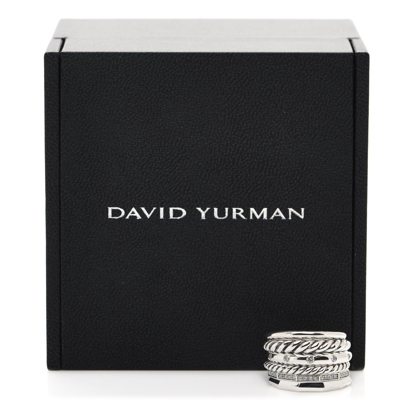 Sterling Silver Diamond 16mm Stax Wide Stacked Ring 52 6