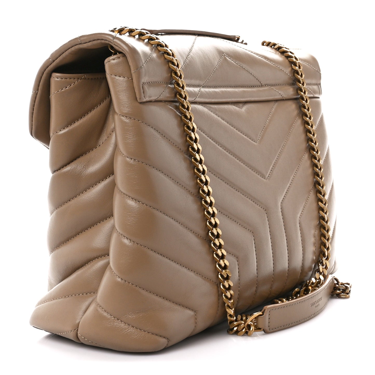 Calfskin Y Quilted Monogram Medium Loulou Chain Satchel Dark Latte