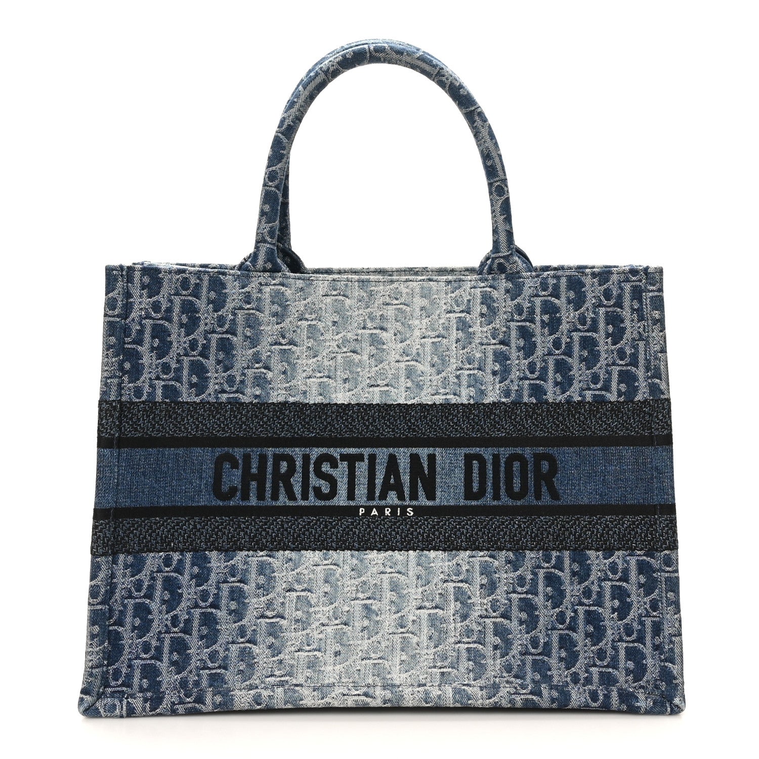 Christian Dior - Christian Dior ネイビージレ Christian Dior Oblique Denim Medium Book Tote Blue 1793140