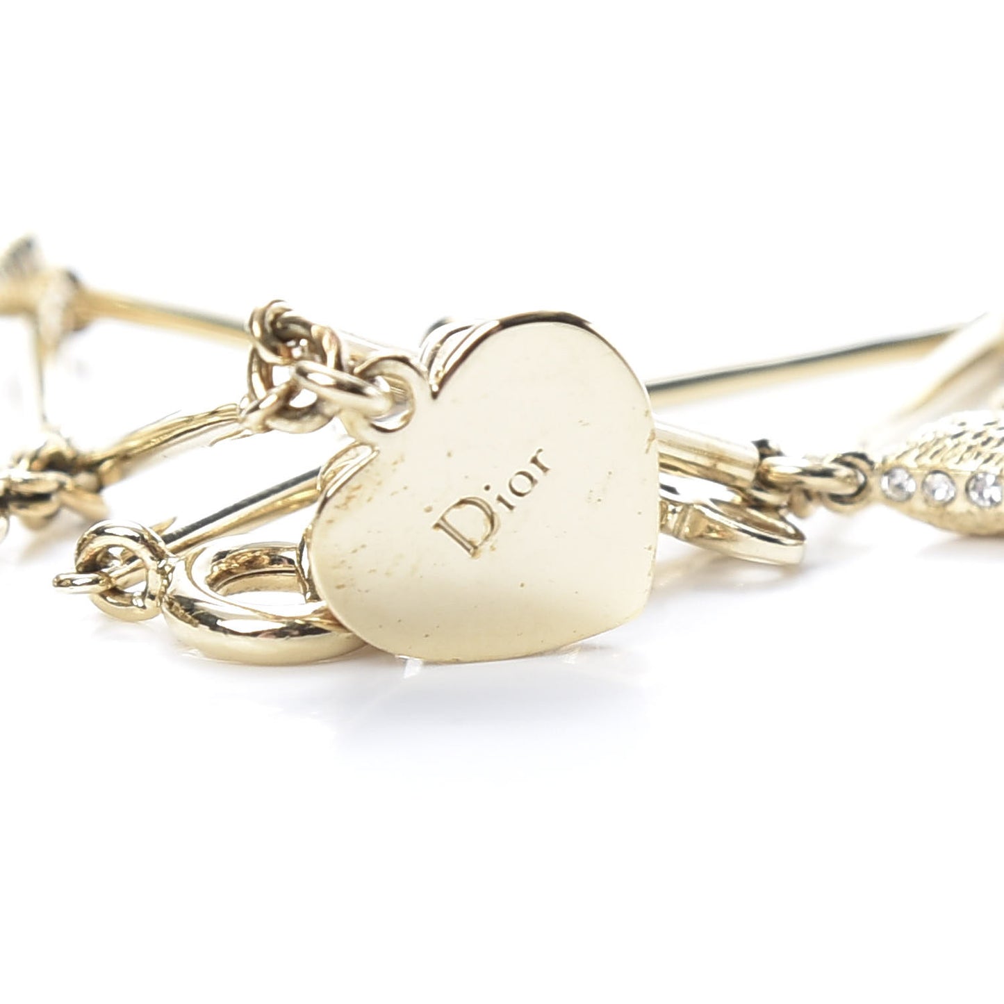 Crystal Pearl Charm Bracelet Gold