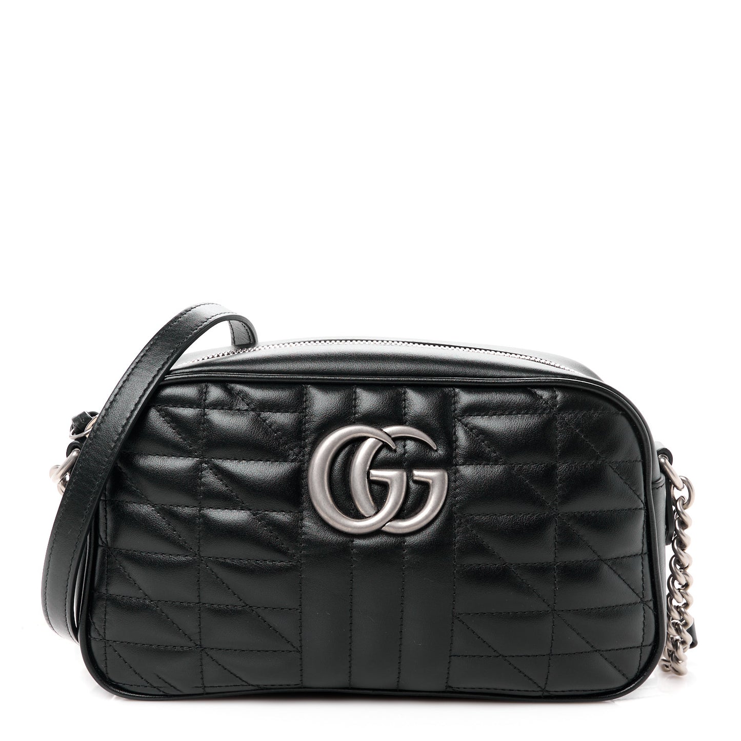 Calfskin Matelasse Aria Small GG Marmont Chain Shoulder Bag Black
