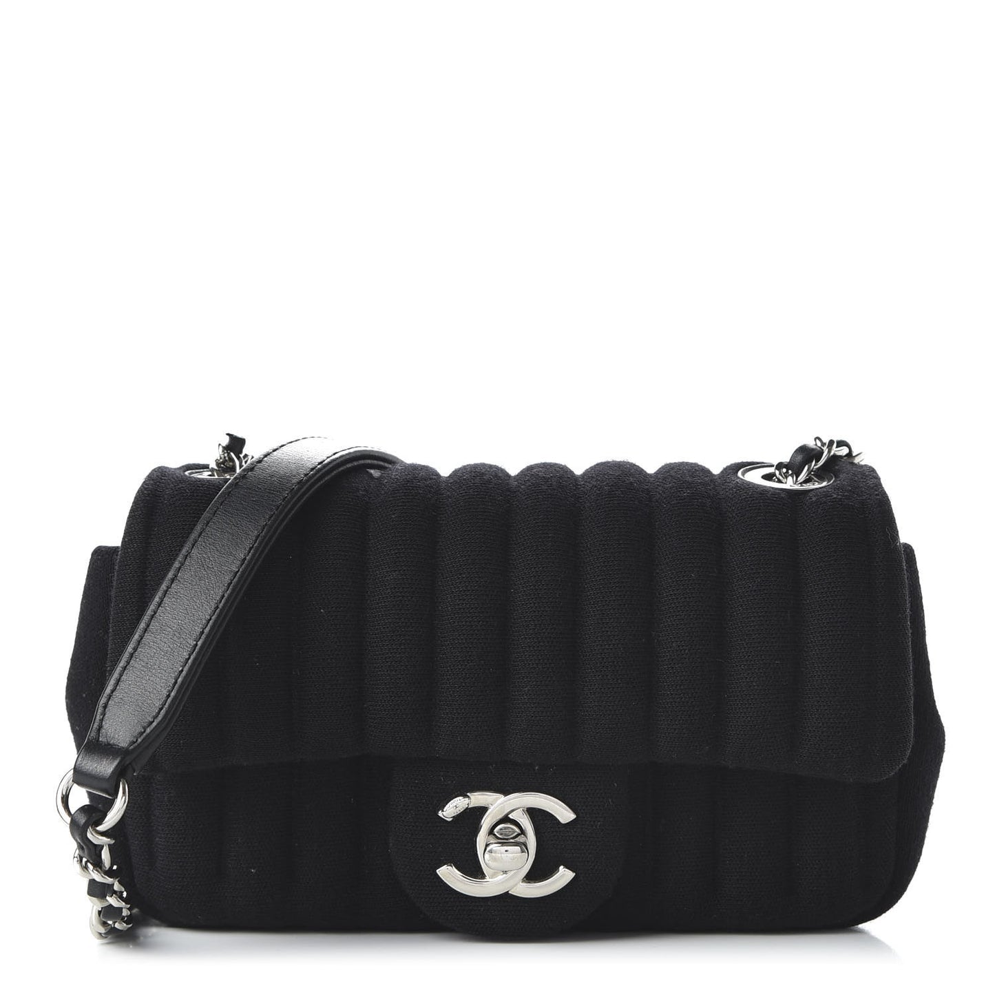 Jersey Vertical Quilted Mini Flap Black