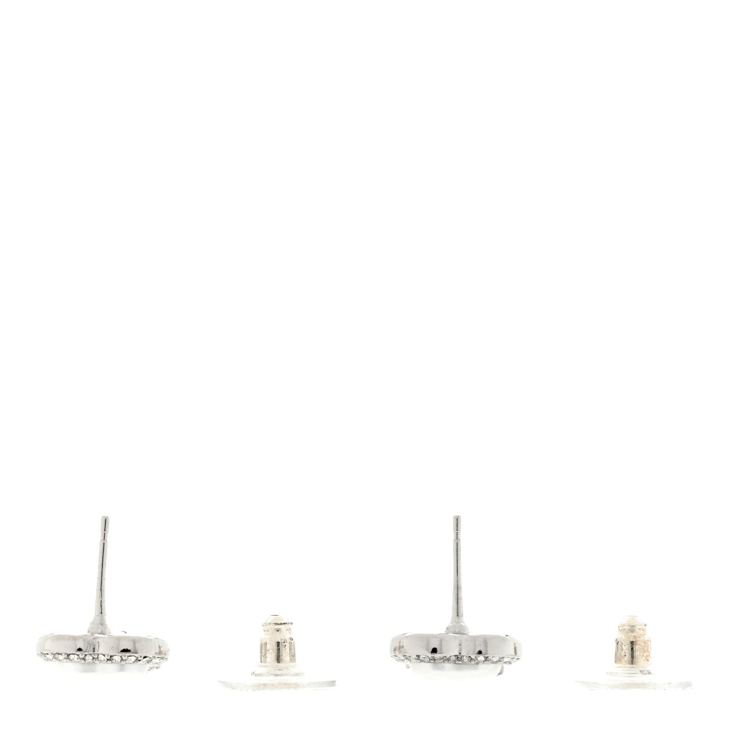 Pearl Crystal CC Heart Drop Earrings Silver