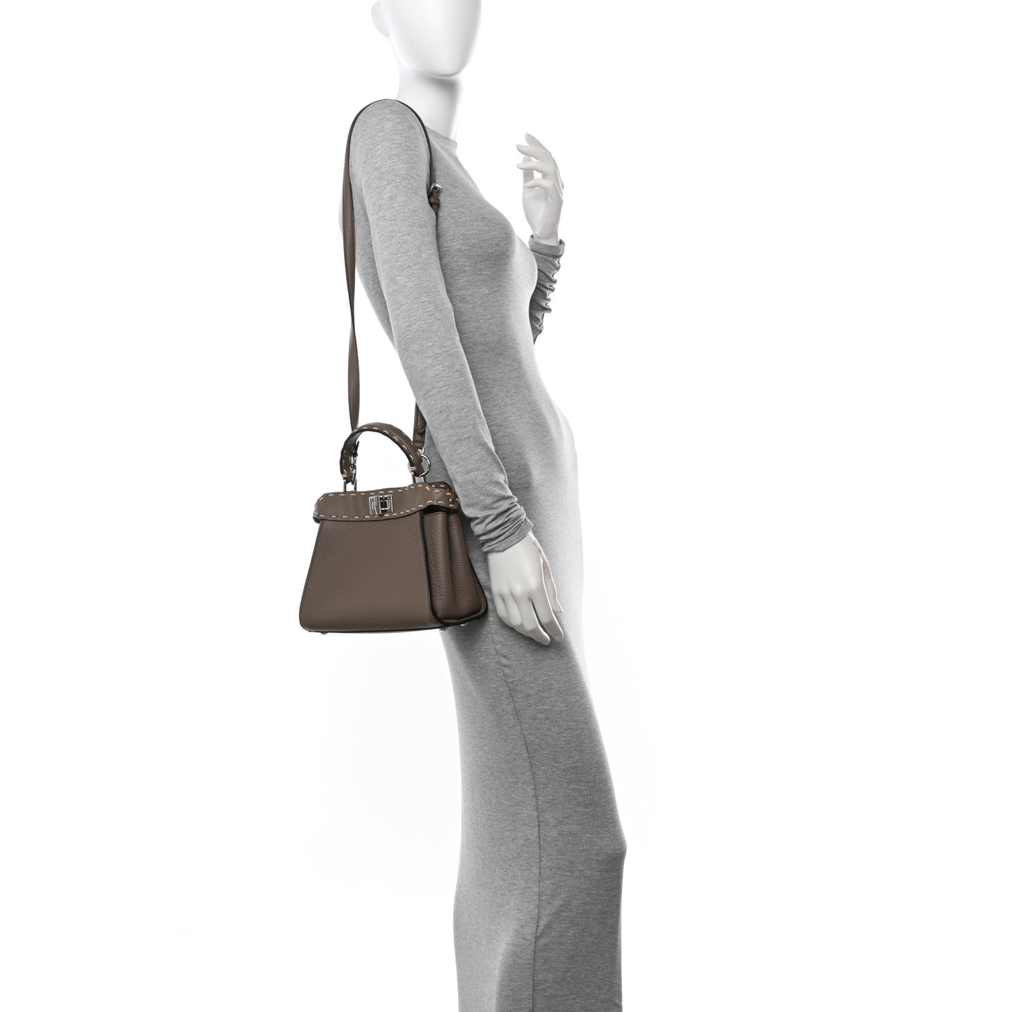 Vitello Granato Camoscio Macro Stitching Selleria Mini Peekaboo Iconic Satchel Tartufo