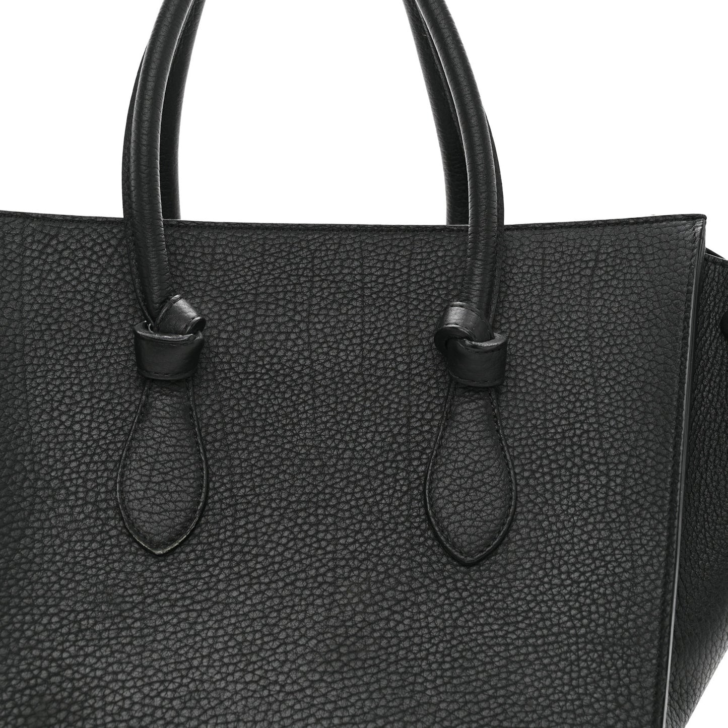 Crisped Calfskin Mini Tie Knot Tote Black
