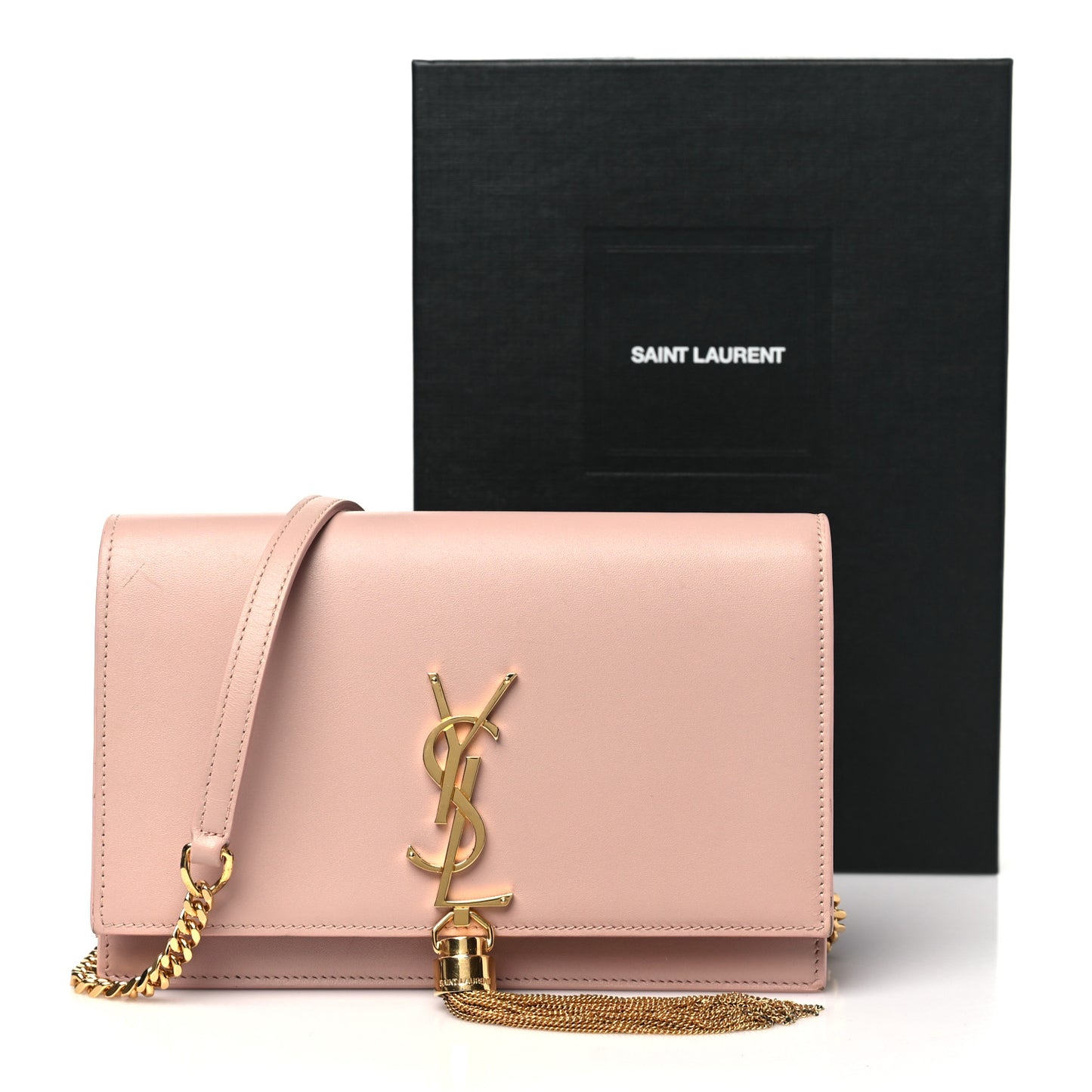 Smooth Calfskin Classic Monogram Kate Tassel Chain Wallet Pale Pink