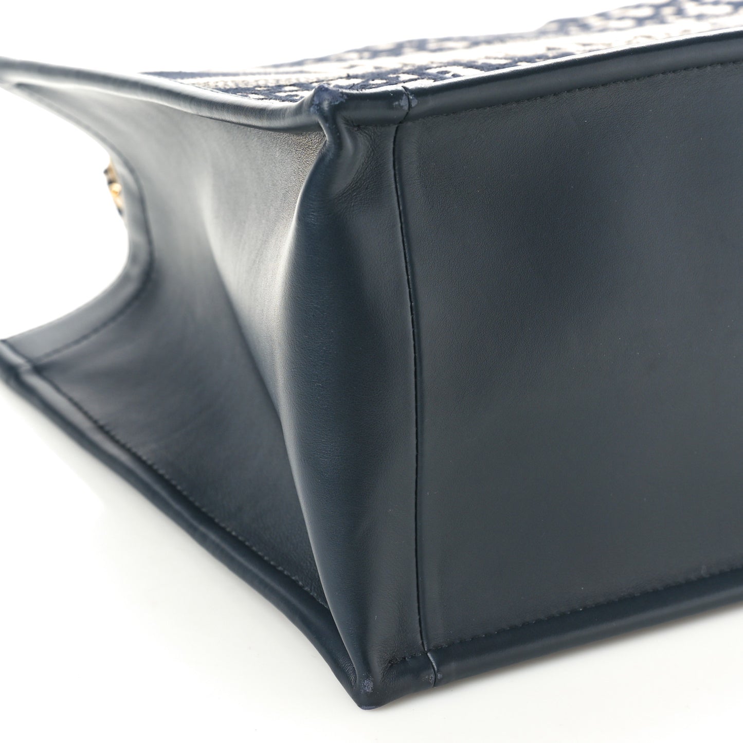 Oblique Calfskin Medium Book Tote With Strap Blue Multicolor