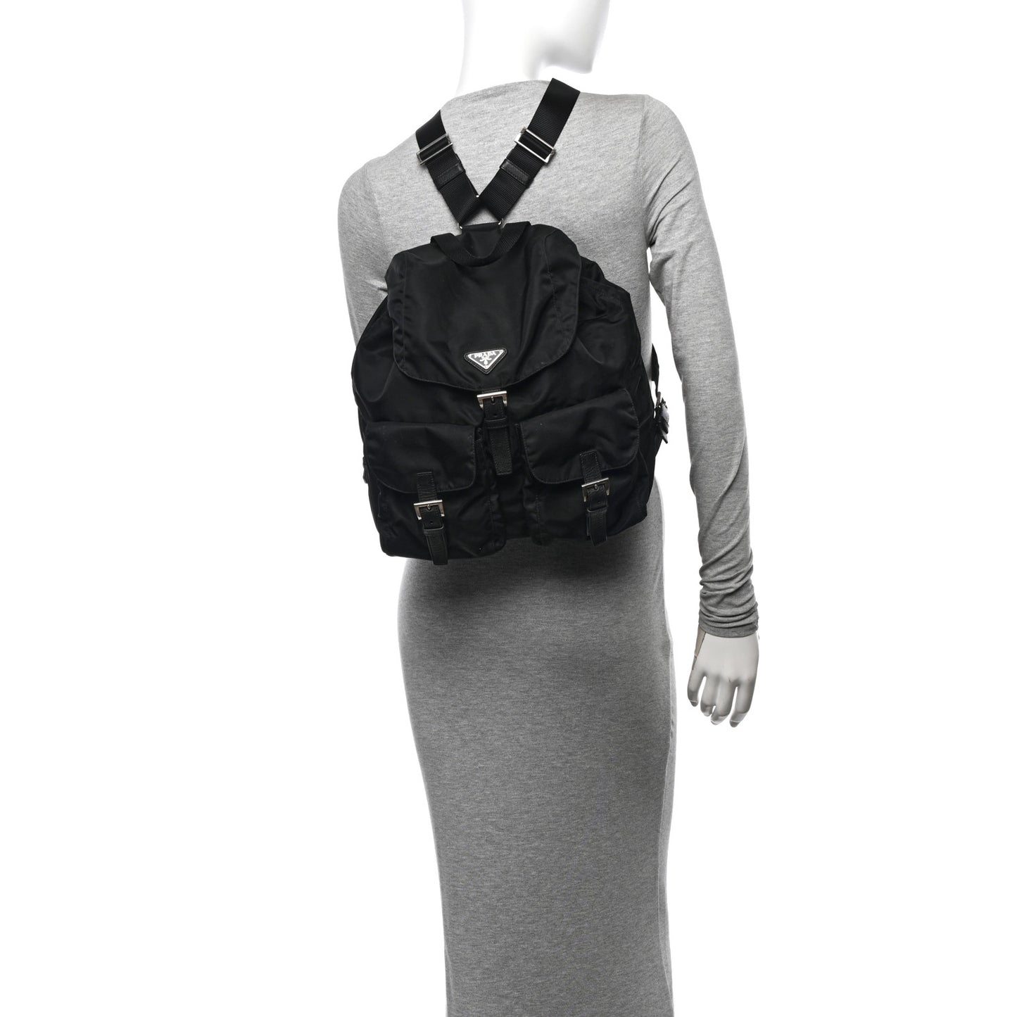 Tessuto Nylon Saffiano Medium Backpack Black