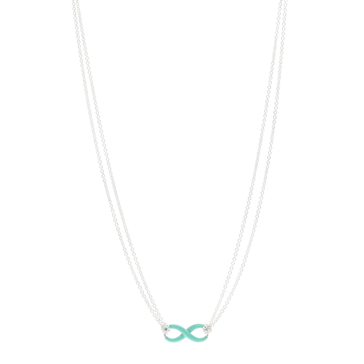 Tiffany Sterling Silver Enamel Infinity Necklace Blue 1838737