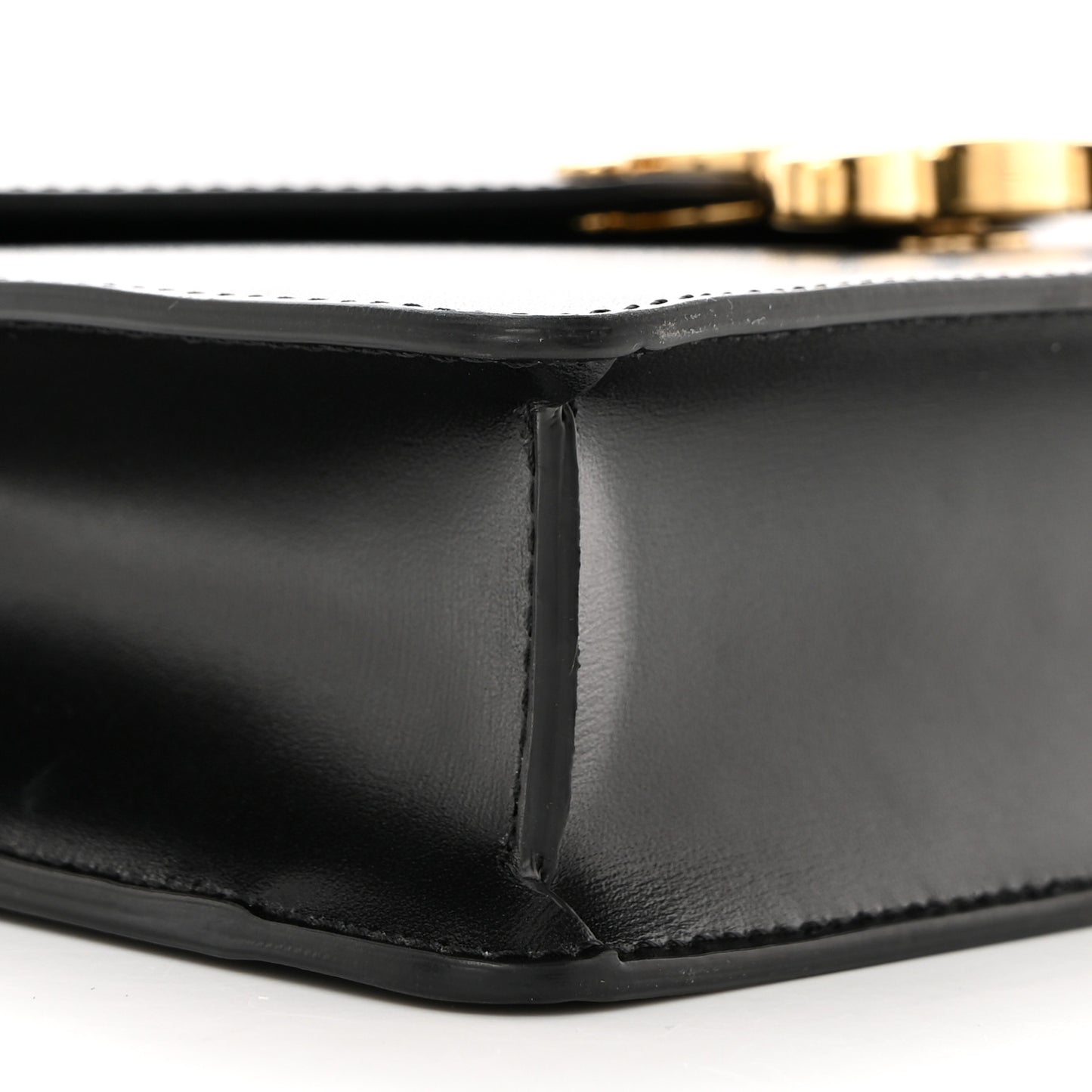 Shiny Calfskin Triomphe Margo Wallet on Chain Black