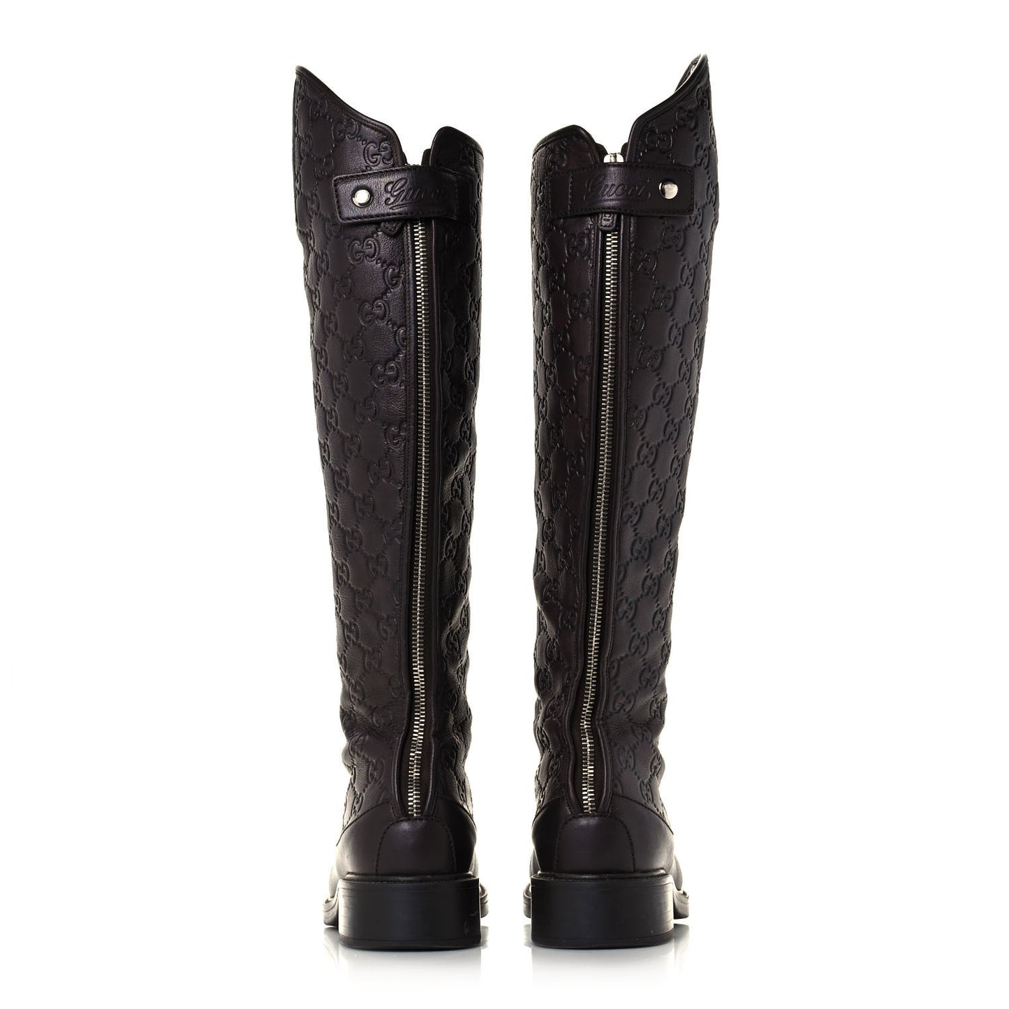Guccissima Calfskin Miro Soft Knee High Riding Boots 35.5 Chocolate
