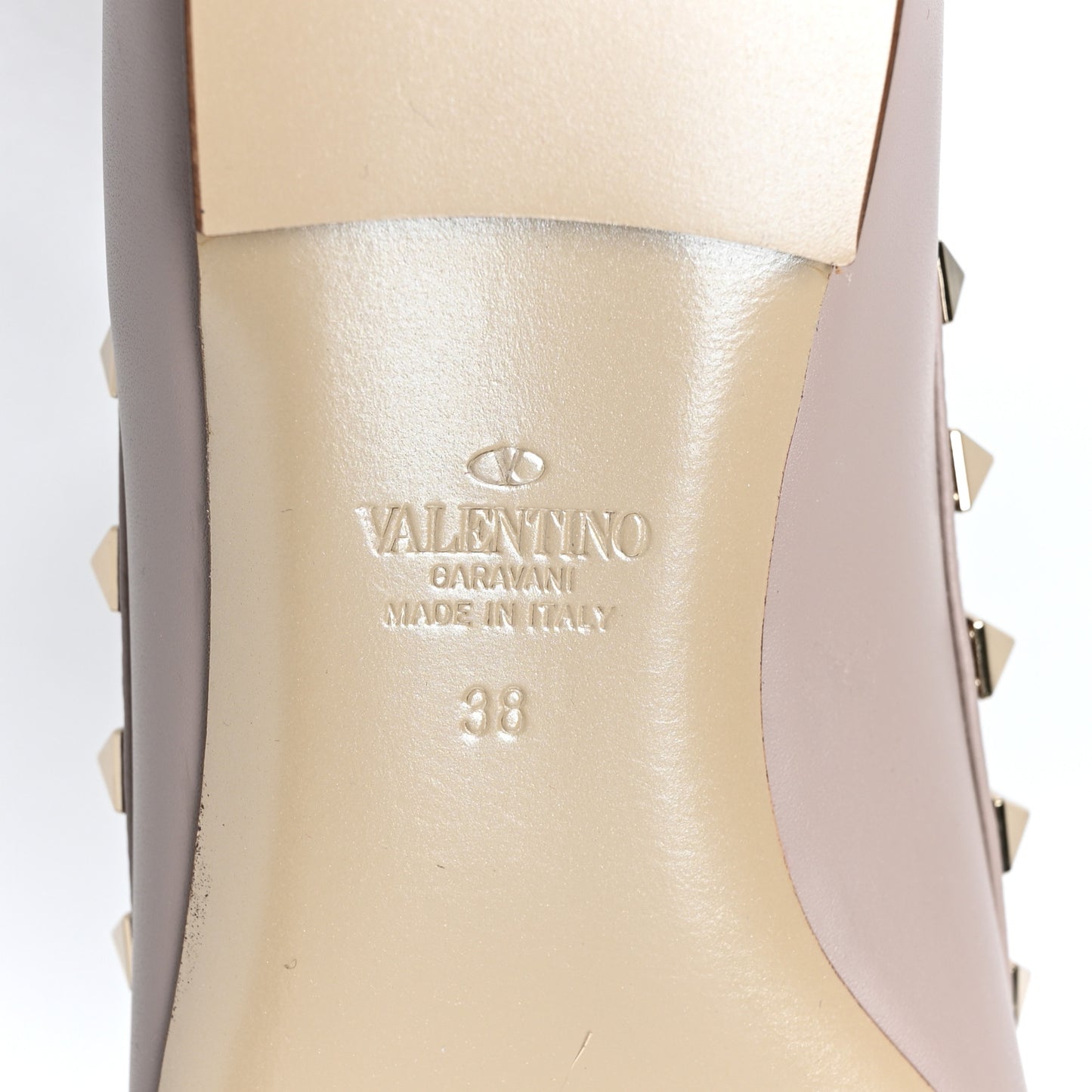 Nappa Rockstud Ballerina Flats 38 Poudre
