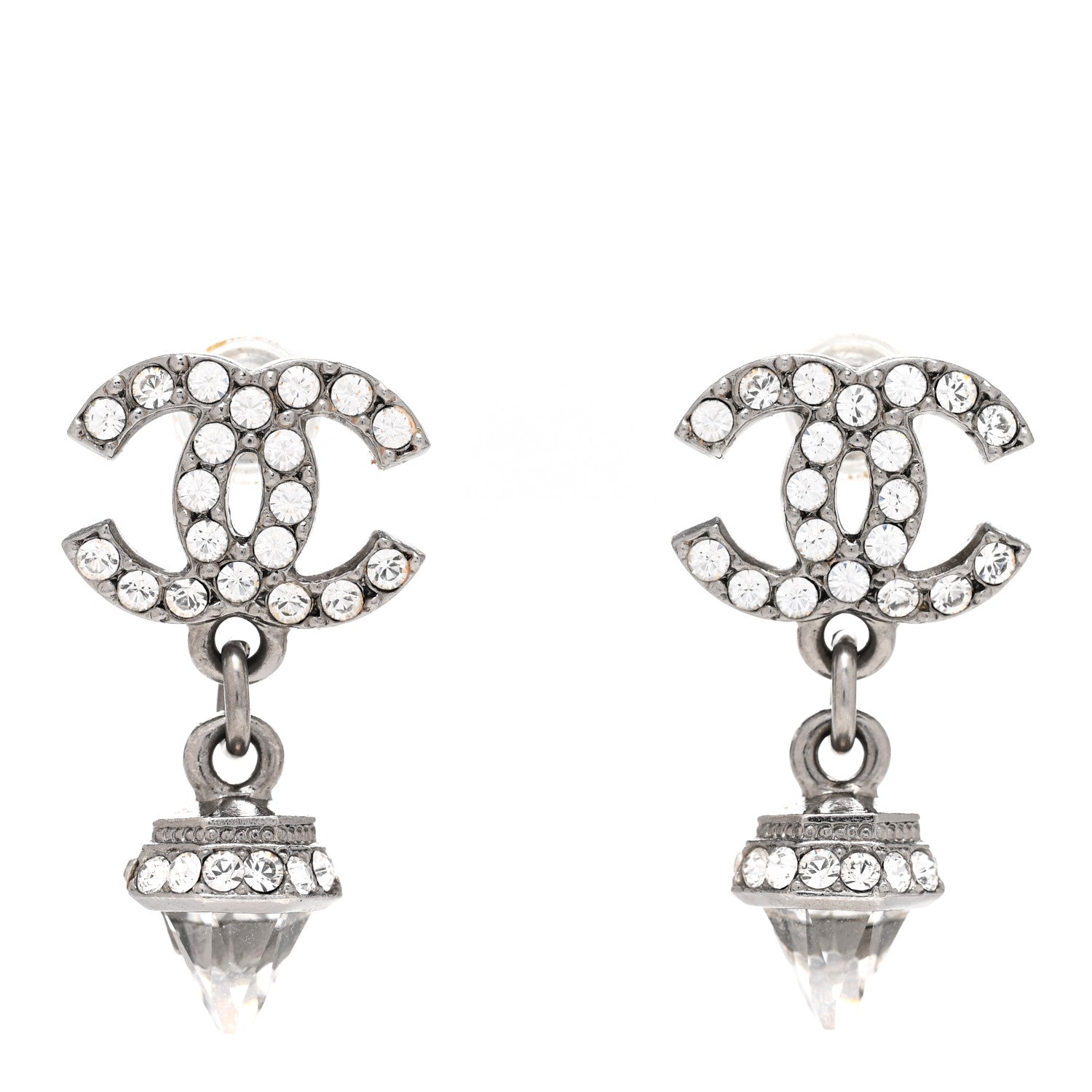 Chanel Ruthenium CC Crystal Drop Earrings 1 of 4