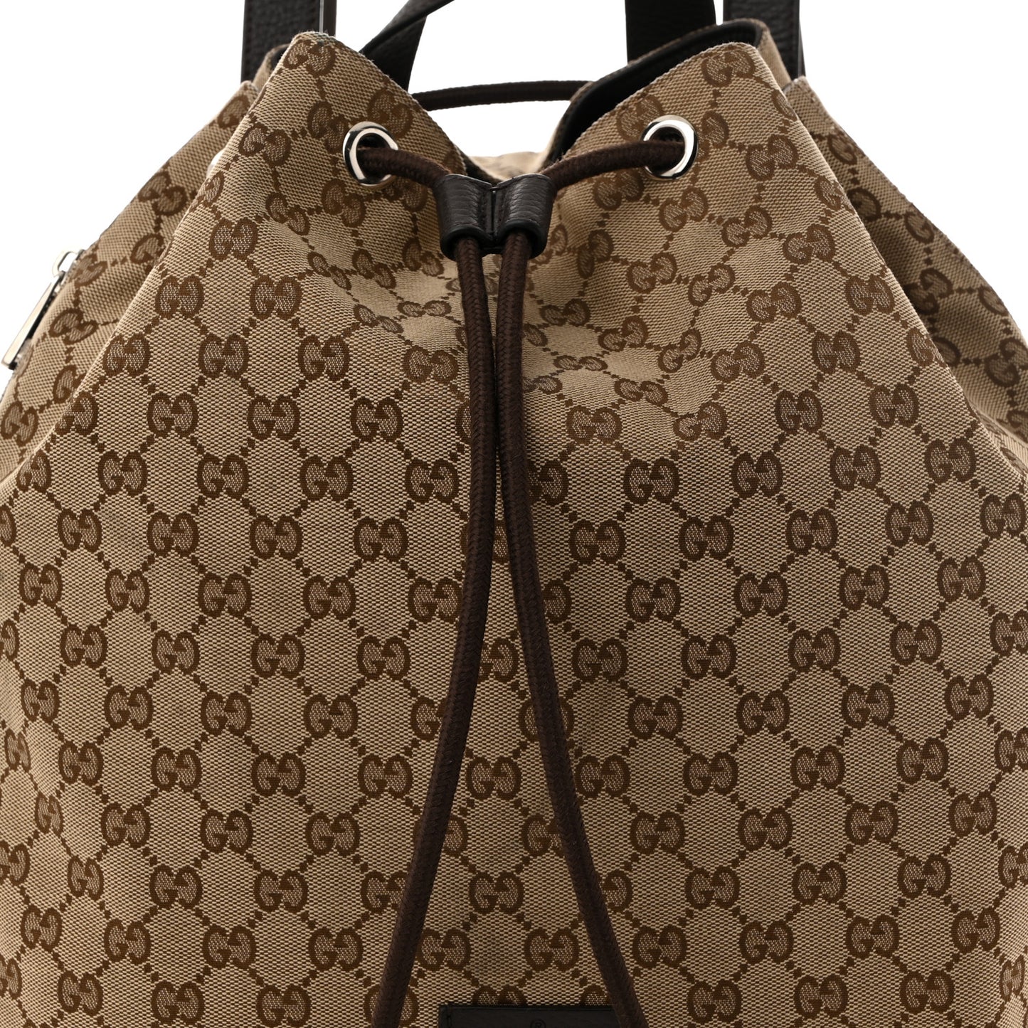 Monogram Dollar Calfskin O Drawstring Backpack Beige Ebony Testa di Moro Dark Chocolate