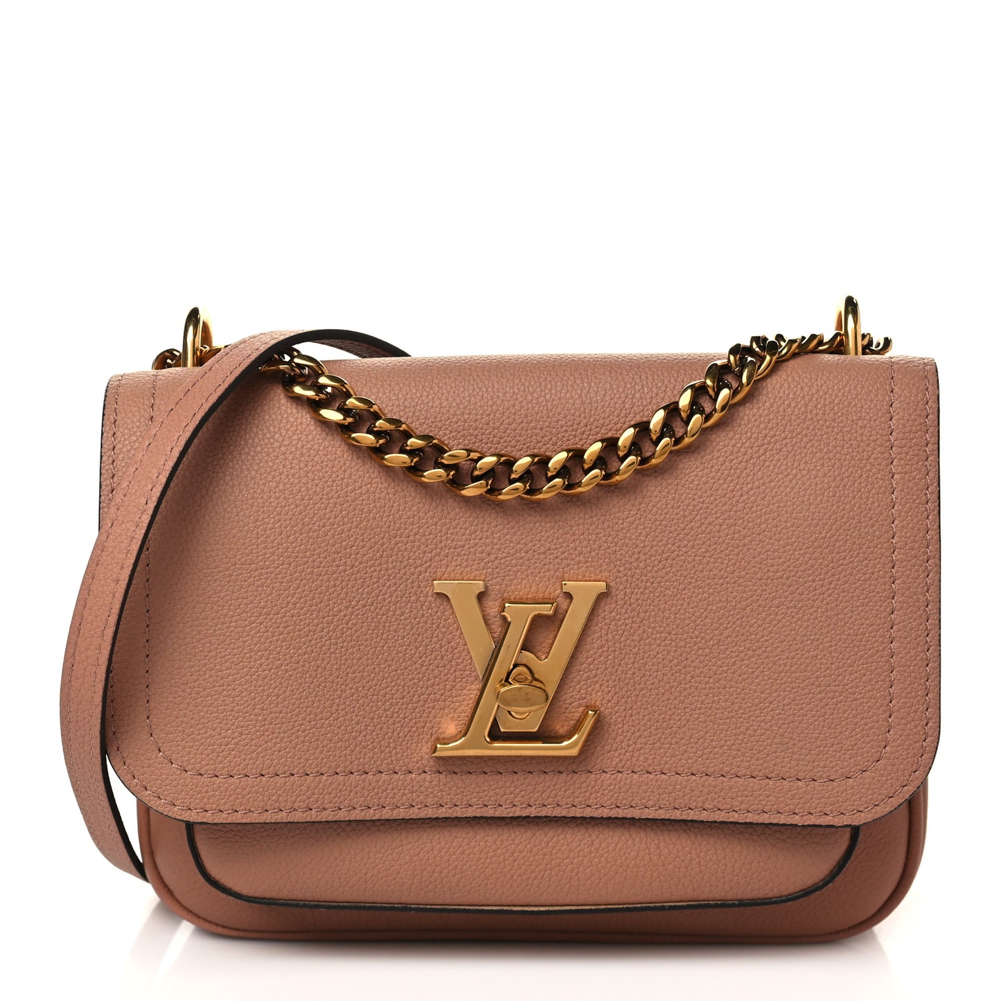 Grained Calfskin Lockme Chain Bag PM Rose Silk