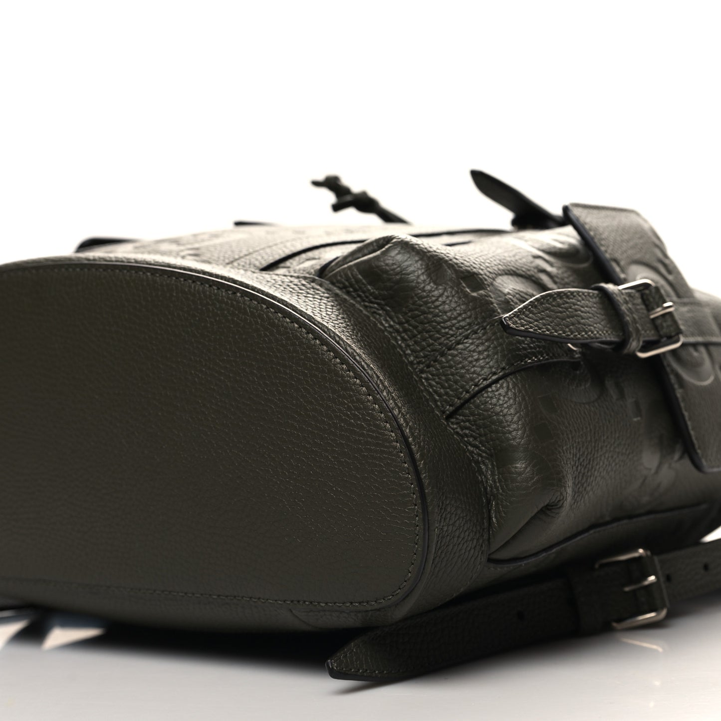 Piuma Calfskin Jumbo GG Embossed Double Buckle Backpack Dark Vintage Olive