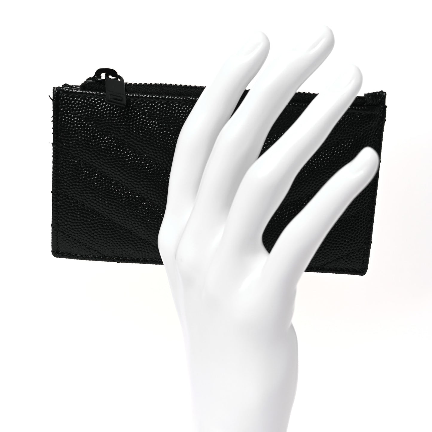 Grain De Poudre Matelasse Chevron Monogram Fragments Zippered Card Case Black