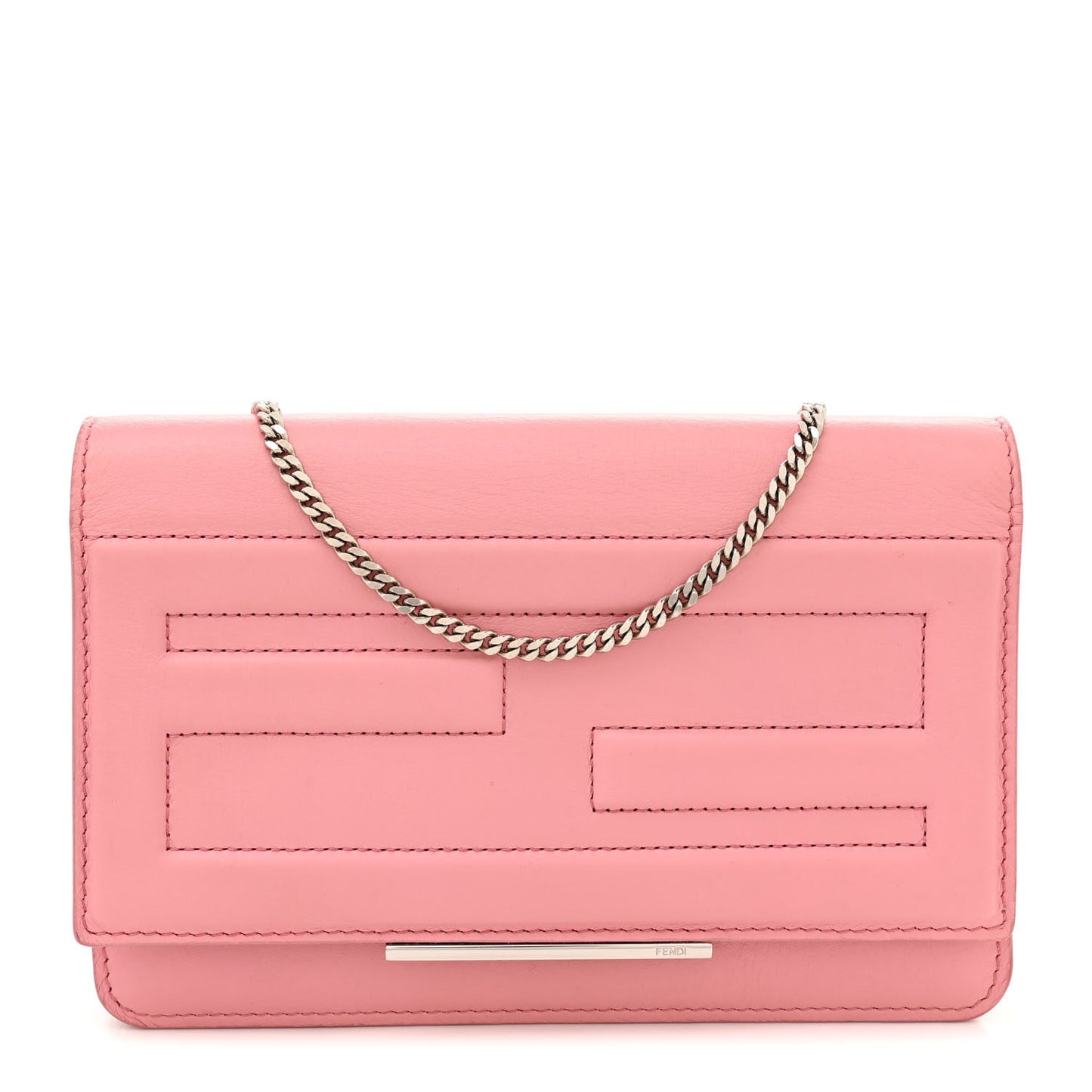 Vitello Flamingo Tube Wallet on Chain Pink