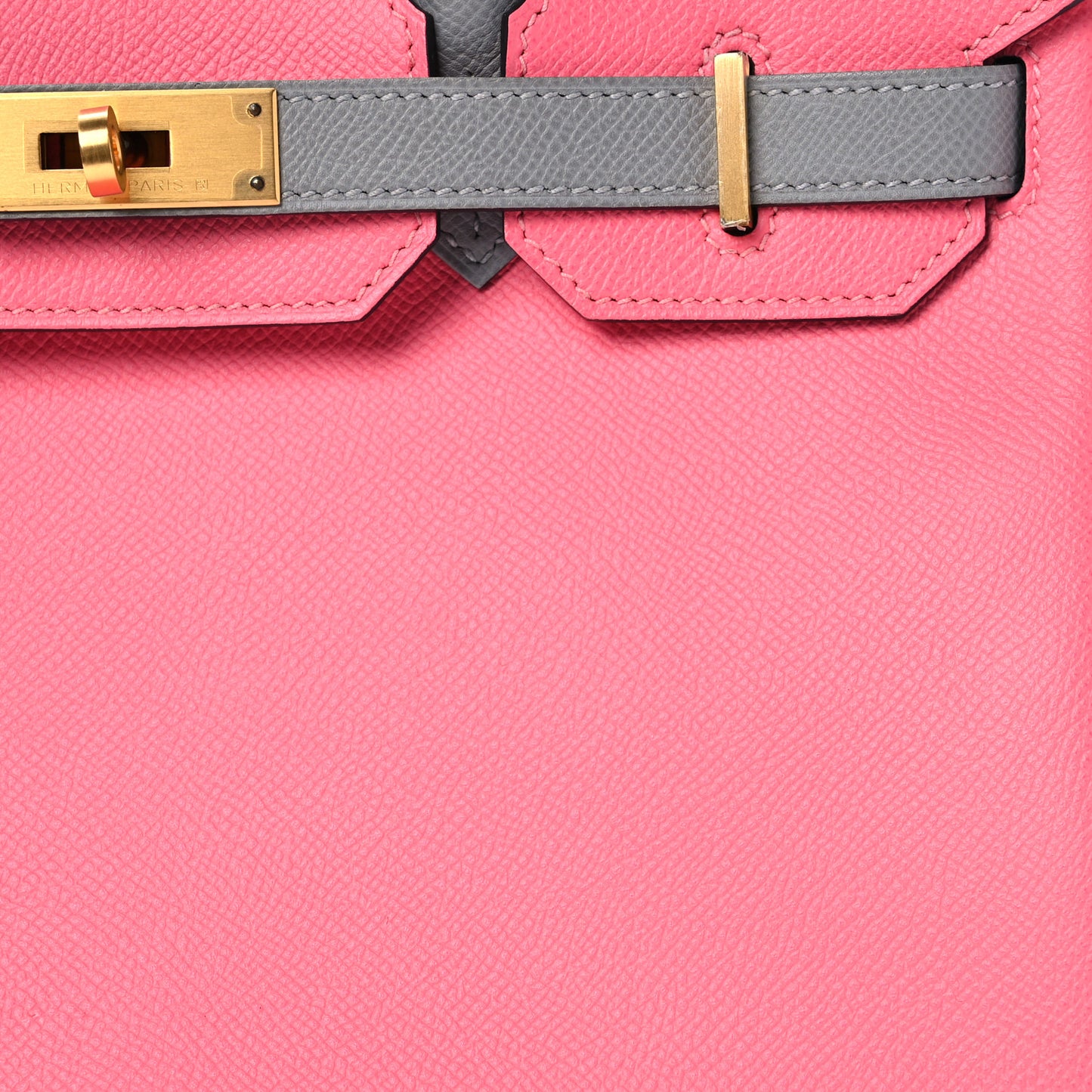 Epsom Horseshoe Birkin 30 Rose Azalee Gris Mouette