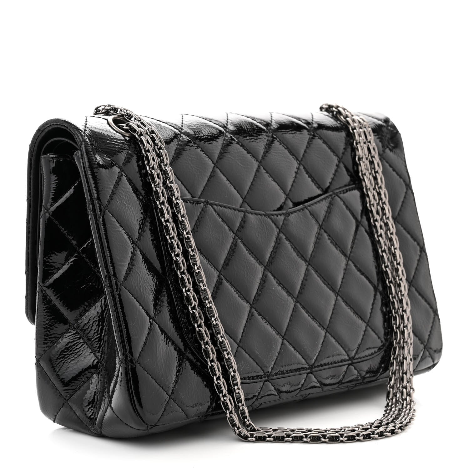 Chanel Distressed Patent Quilted 2.55 Reissue 227 Flap Black 3 of 12