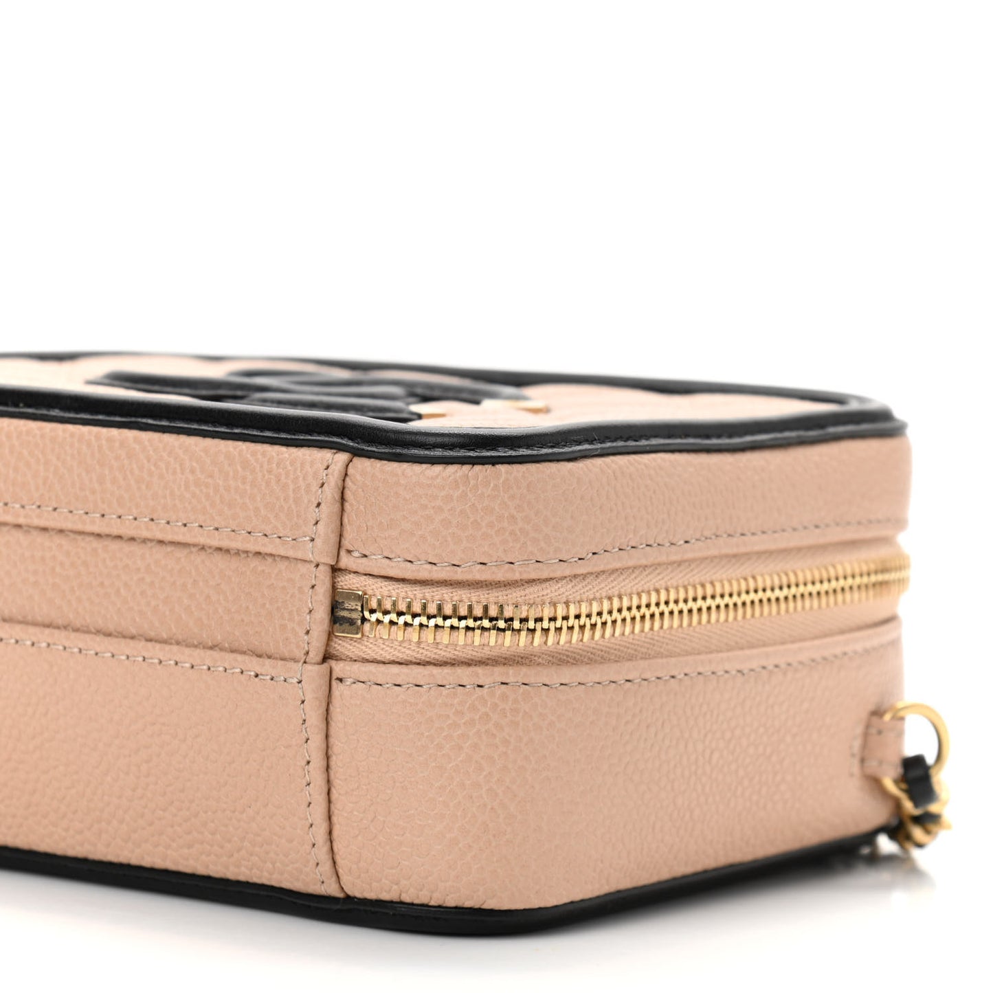 Caviar Quilted Small CC Filigree Vanity Case Beige Black