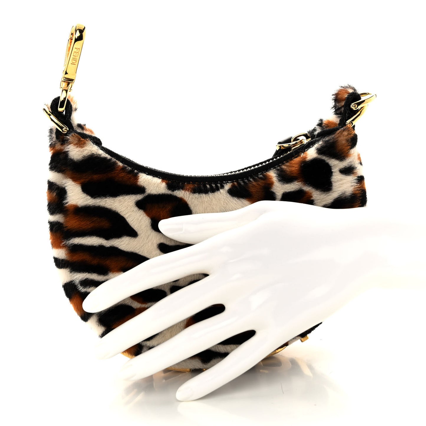 Sheepskin Vitello Grace Pony Hair Ocelot Nano Fendigraphy Hobo Charm Multicolor Black