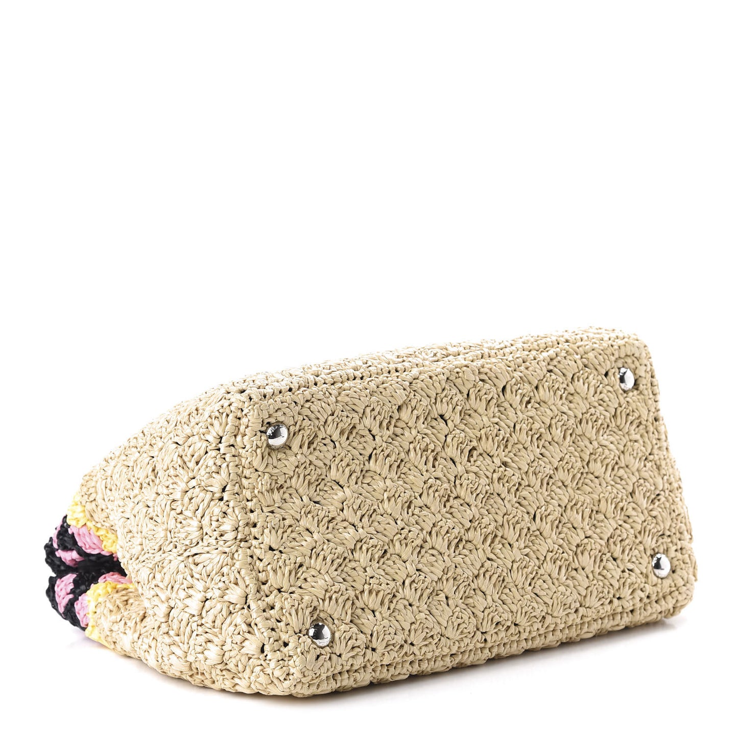 Raffia Crochet Colorblock Giardiniera Tote