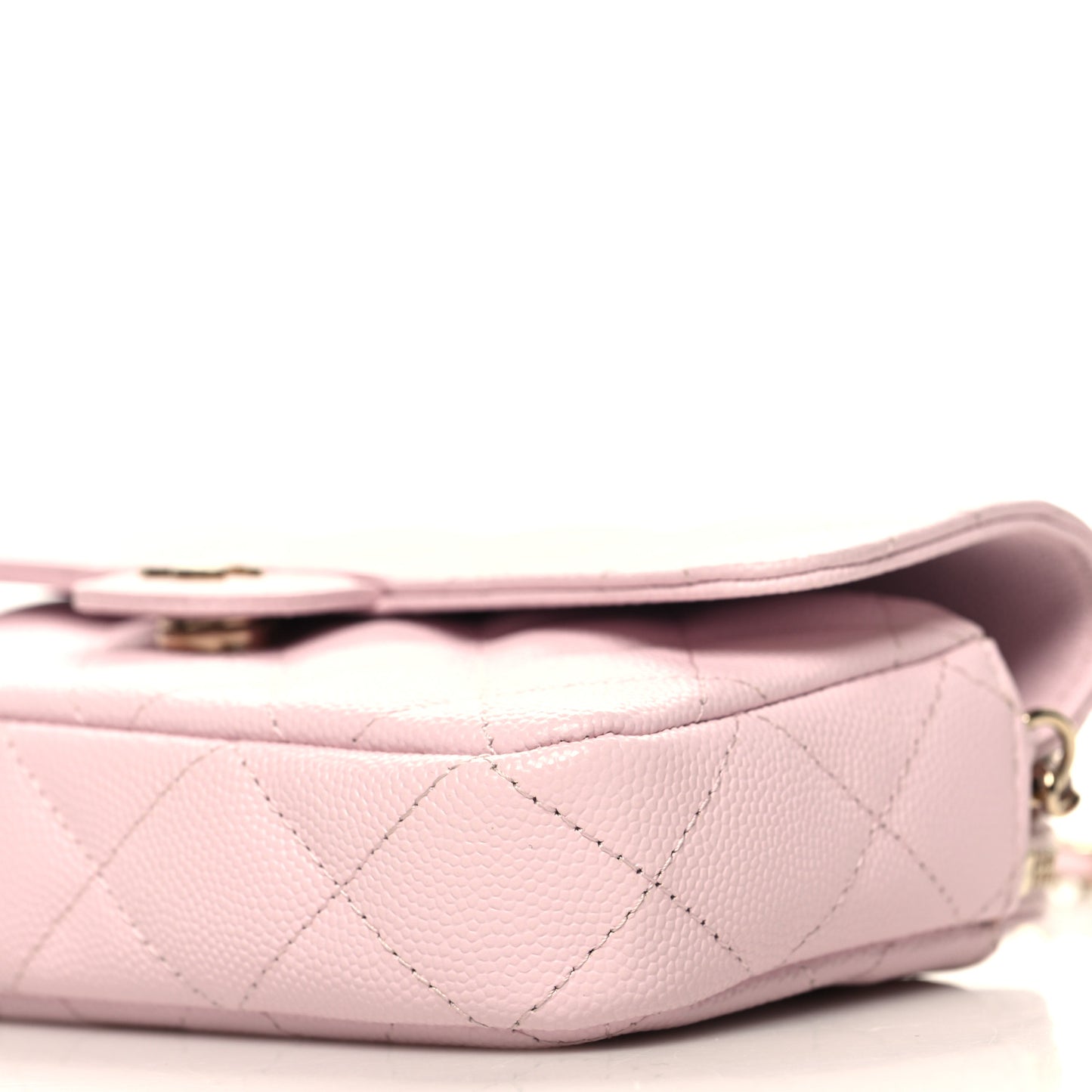 Caviar Quilted Flap Phone Holder With Chain Light Pink