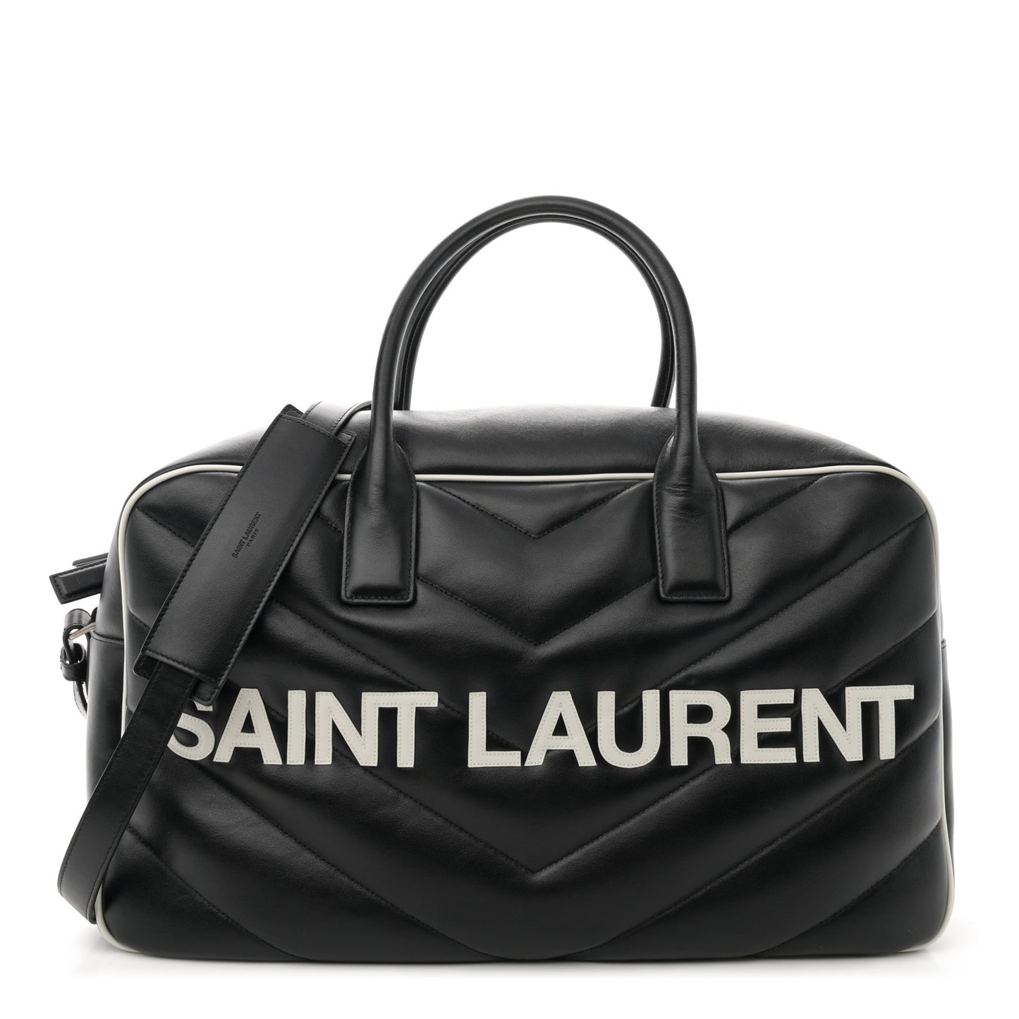 Calfskin Medium Miles Logo Bowler Duffel Bag Black