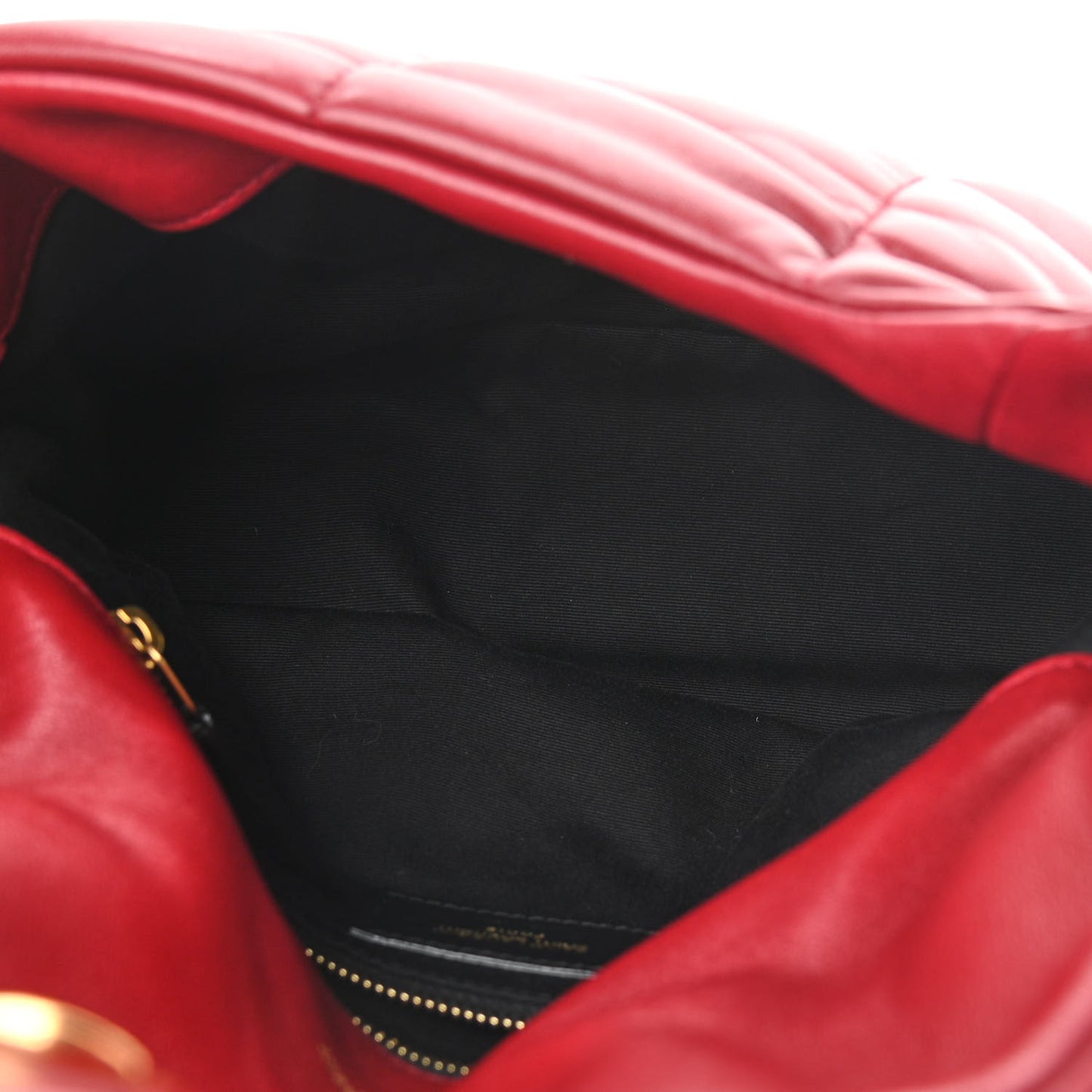Lambskin Quilted Small Loulou Puffer Monogram Chain Satchel Red