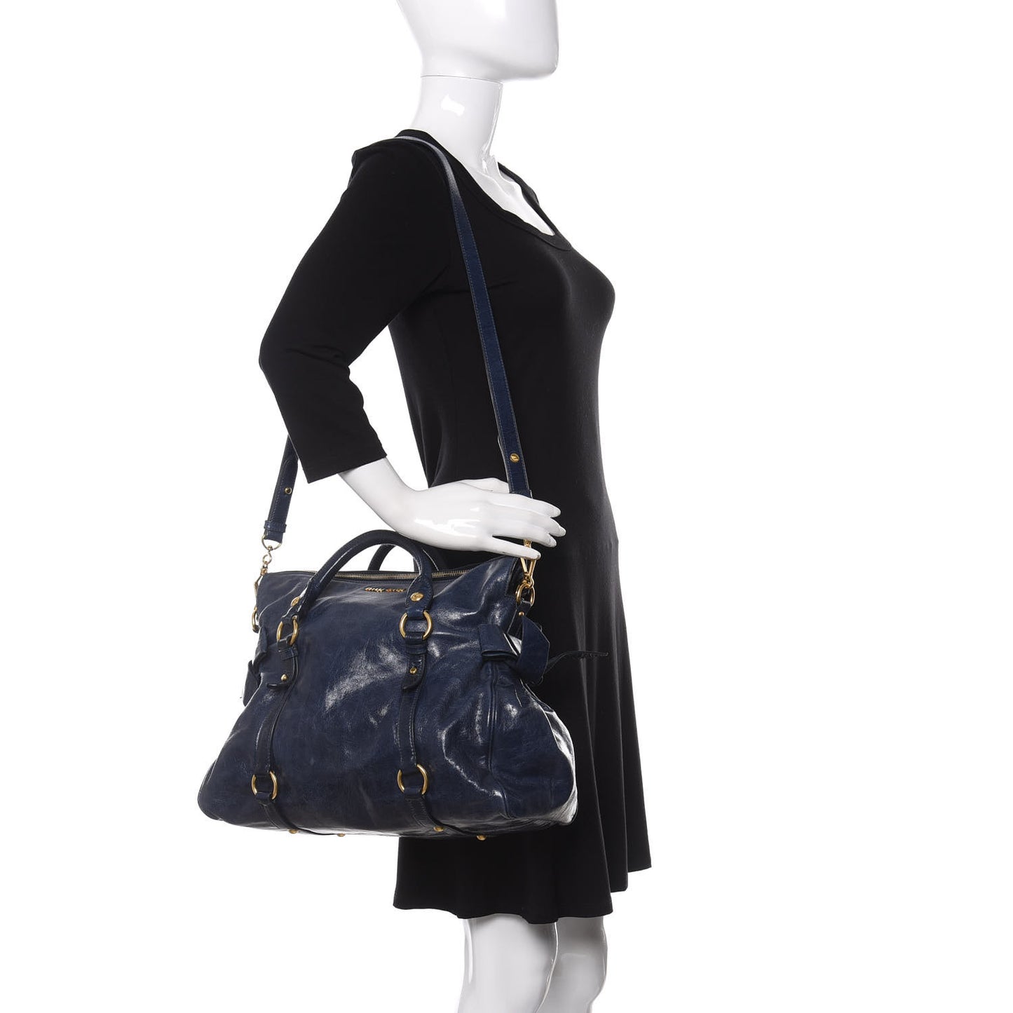 Vitello Lux Large Bow Bag Bleuette