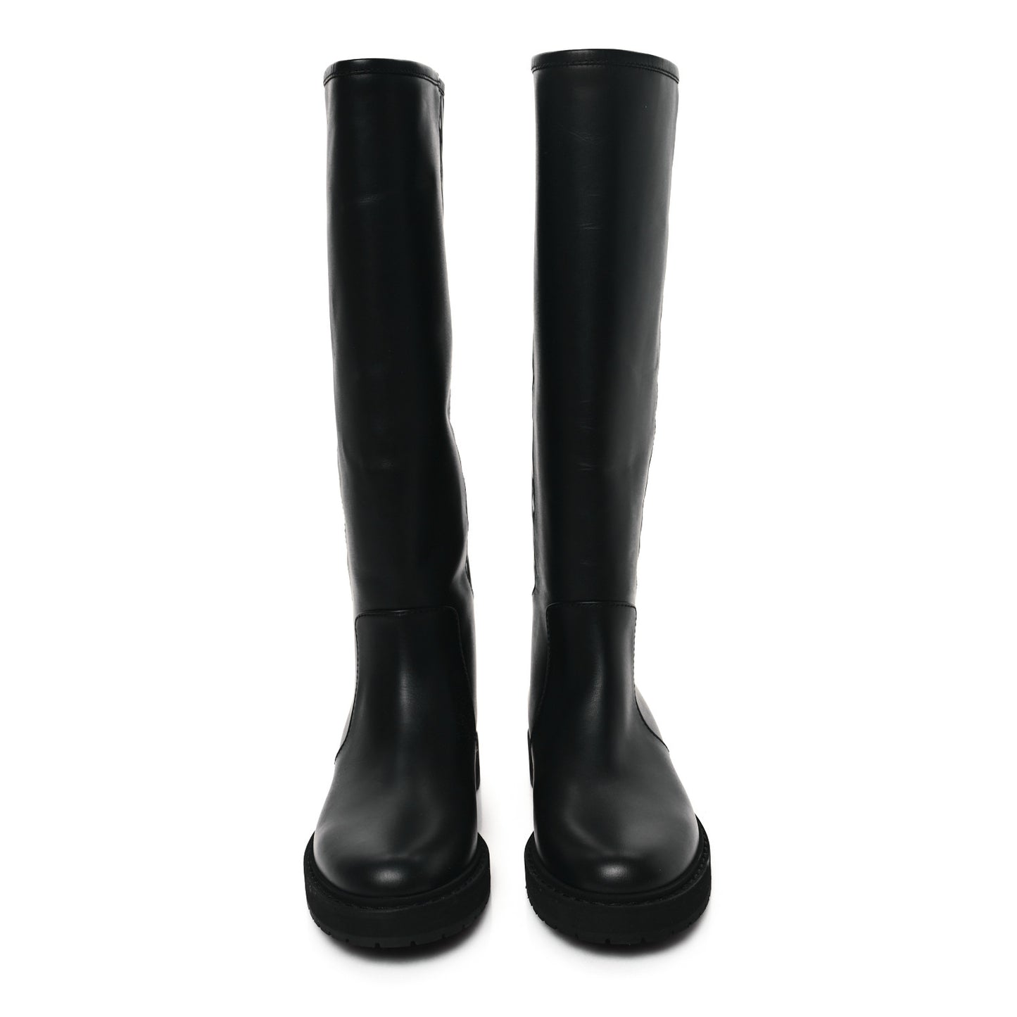 Vitello Nappa FF Embossed Tall Boots 38 Black