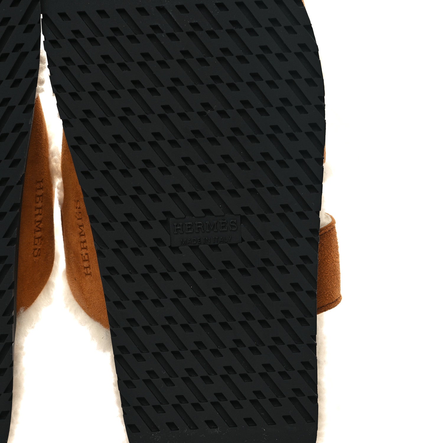 Hermes Suede Goatskin Woolskin Womens Chypre Sandals 37 Naturel Ecru 6 of 8