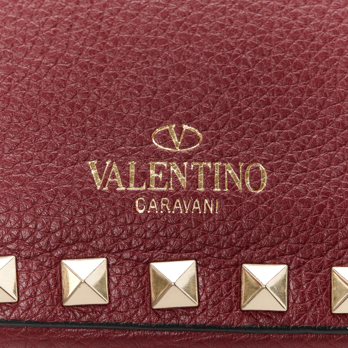 Calfskin Rockstud Camera Crossbody Bag Burgundy