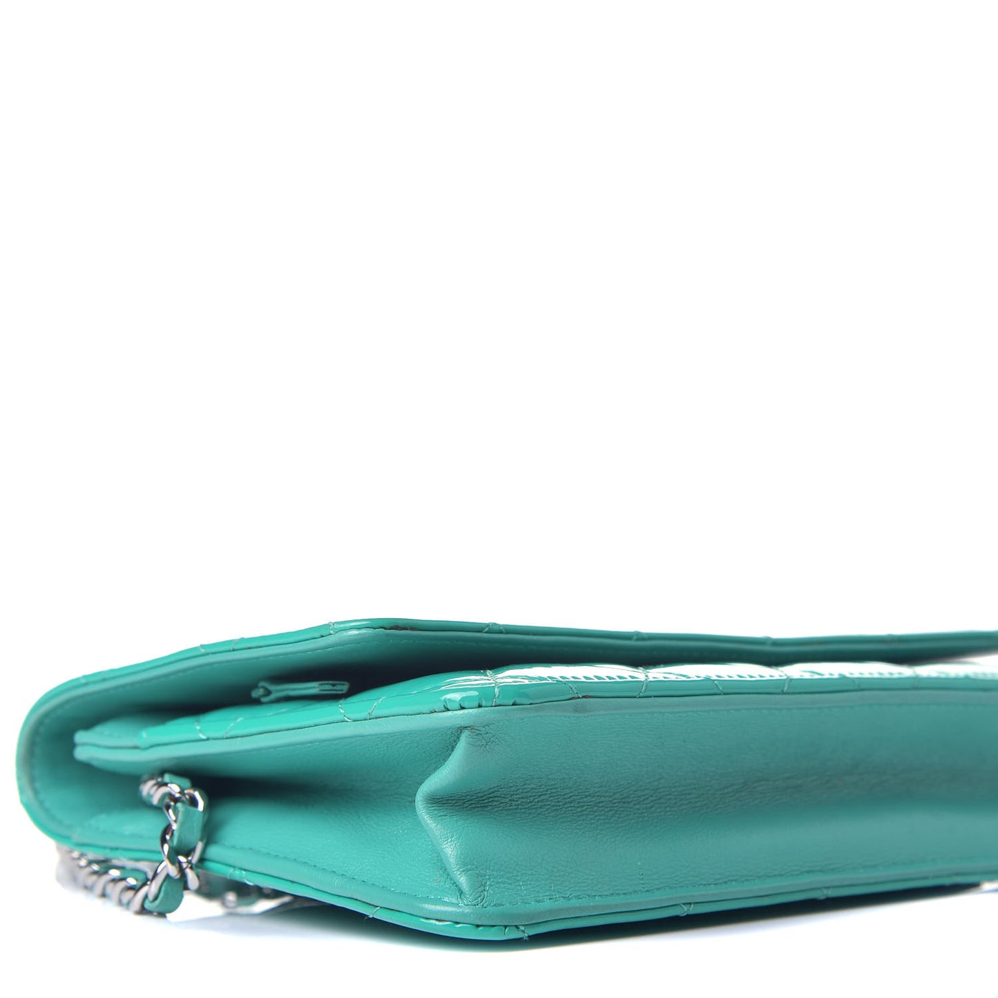 Patent Quilted Wallet On Chain WOC Blue