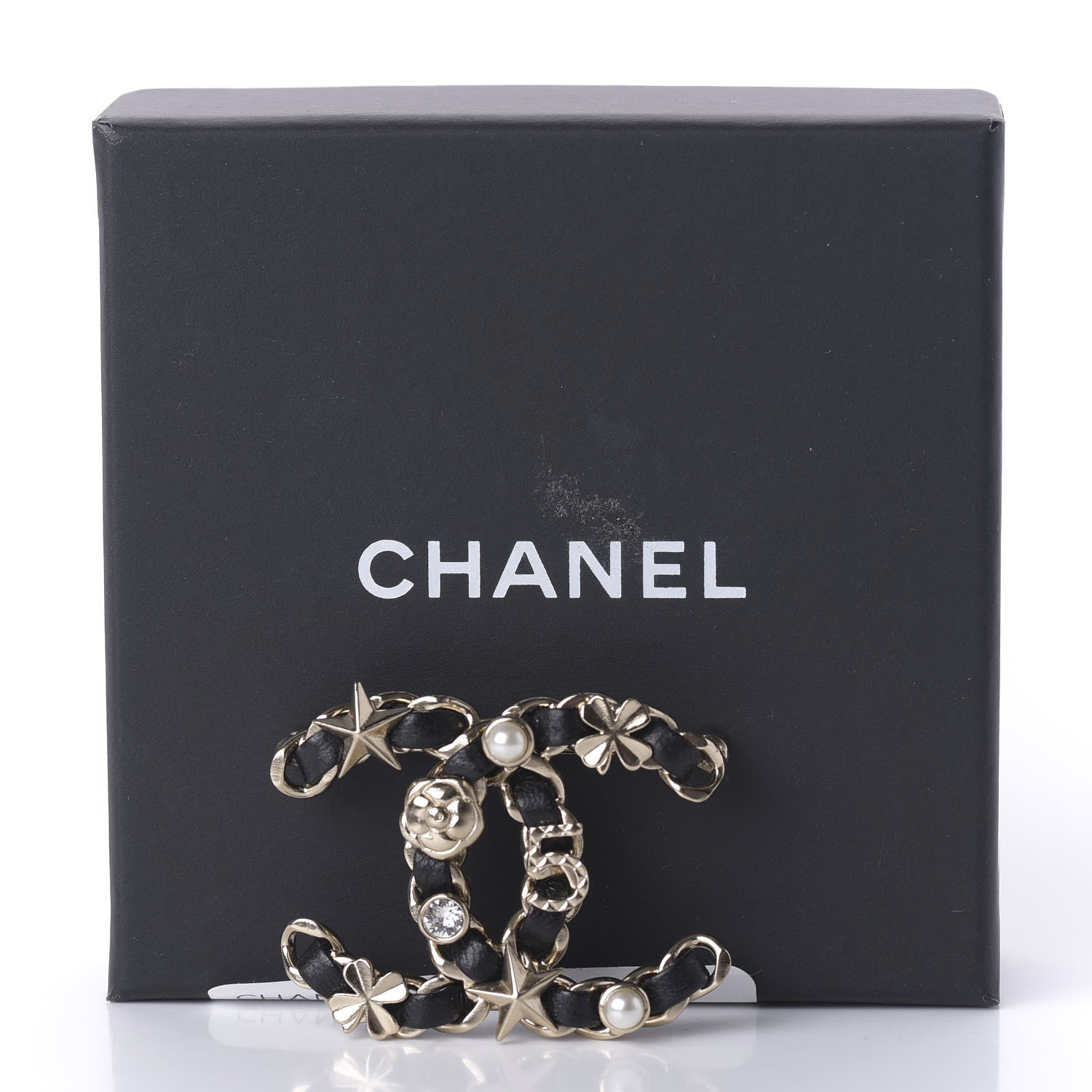 Chanel Lambskin Pearl Strass Sergeant Brooch Gold 5 of 5