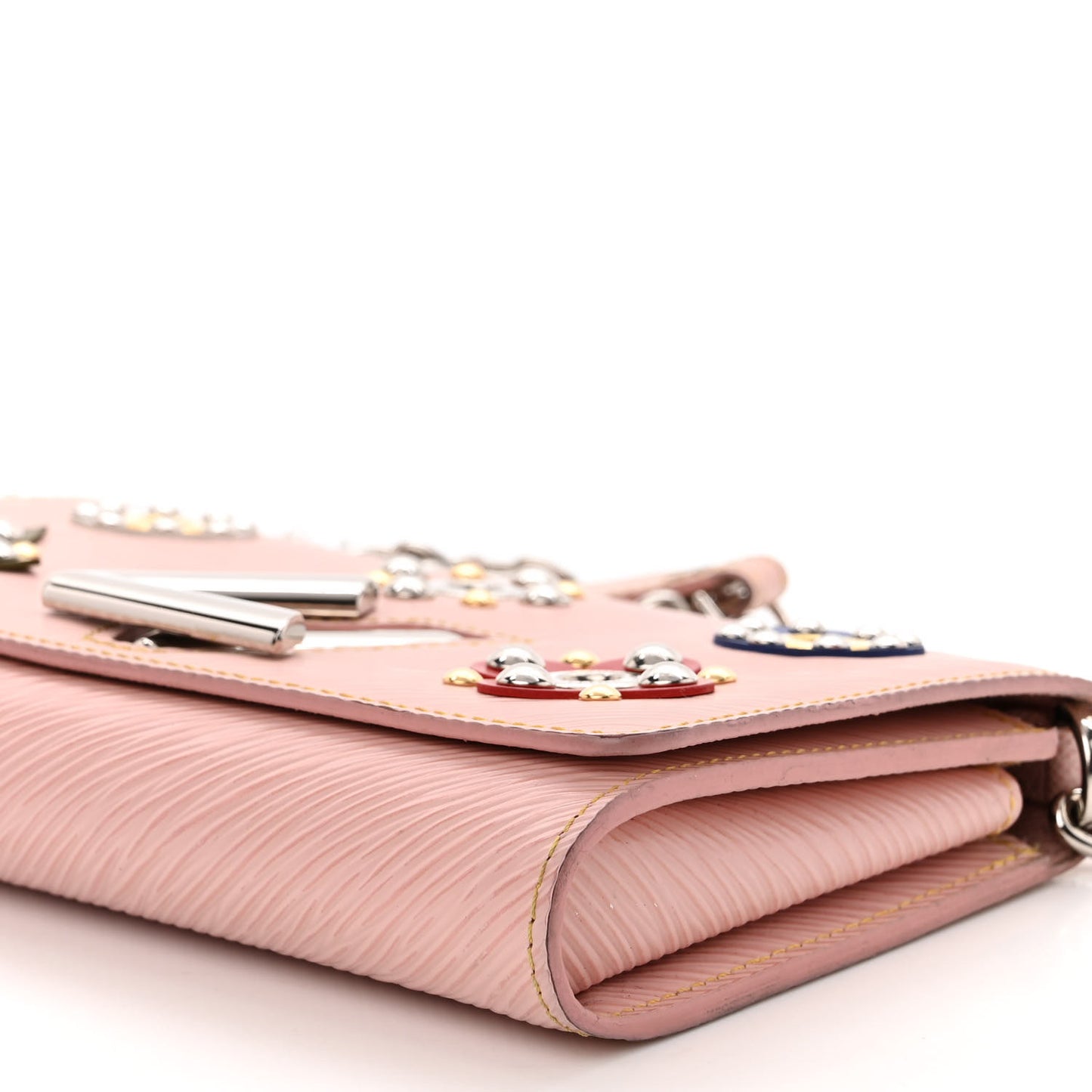 Epi Mechanical Flowers Twist Chain Wallet Rose Ballerine