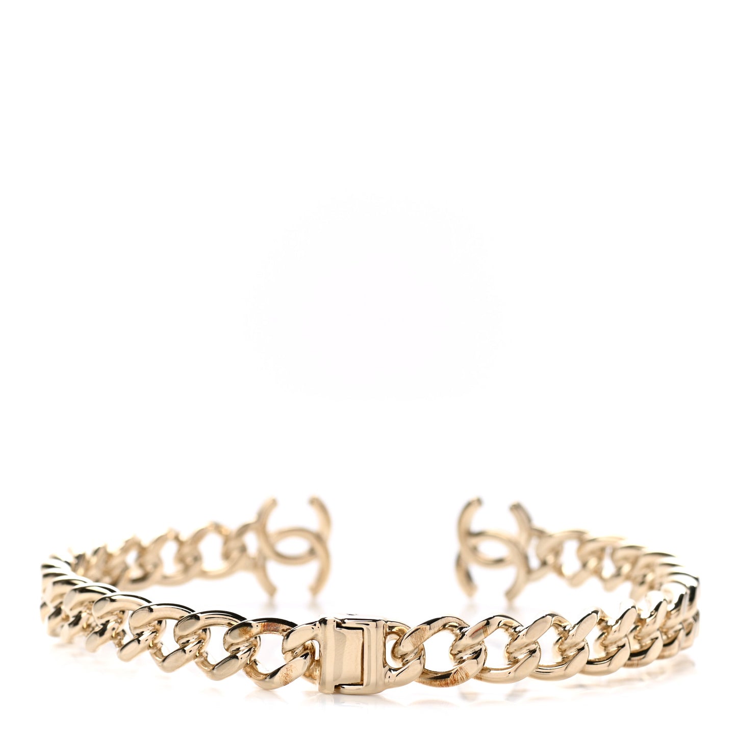 Metal CC Chain Link Choker Necklace M Gold
