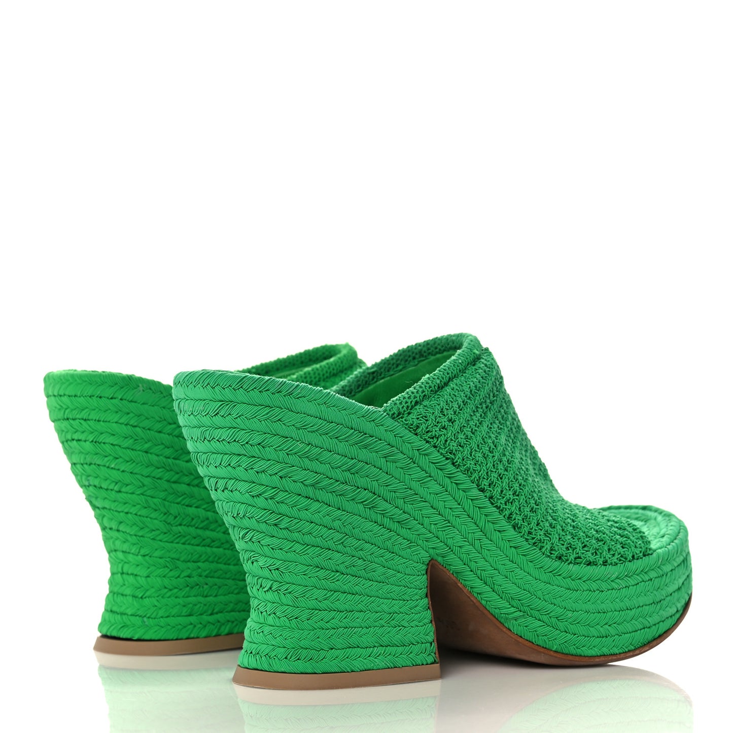 Knit Fabric Slide Platform 115 Wedge Sandals 36.5 Grass