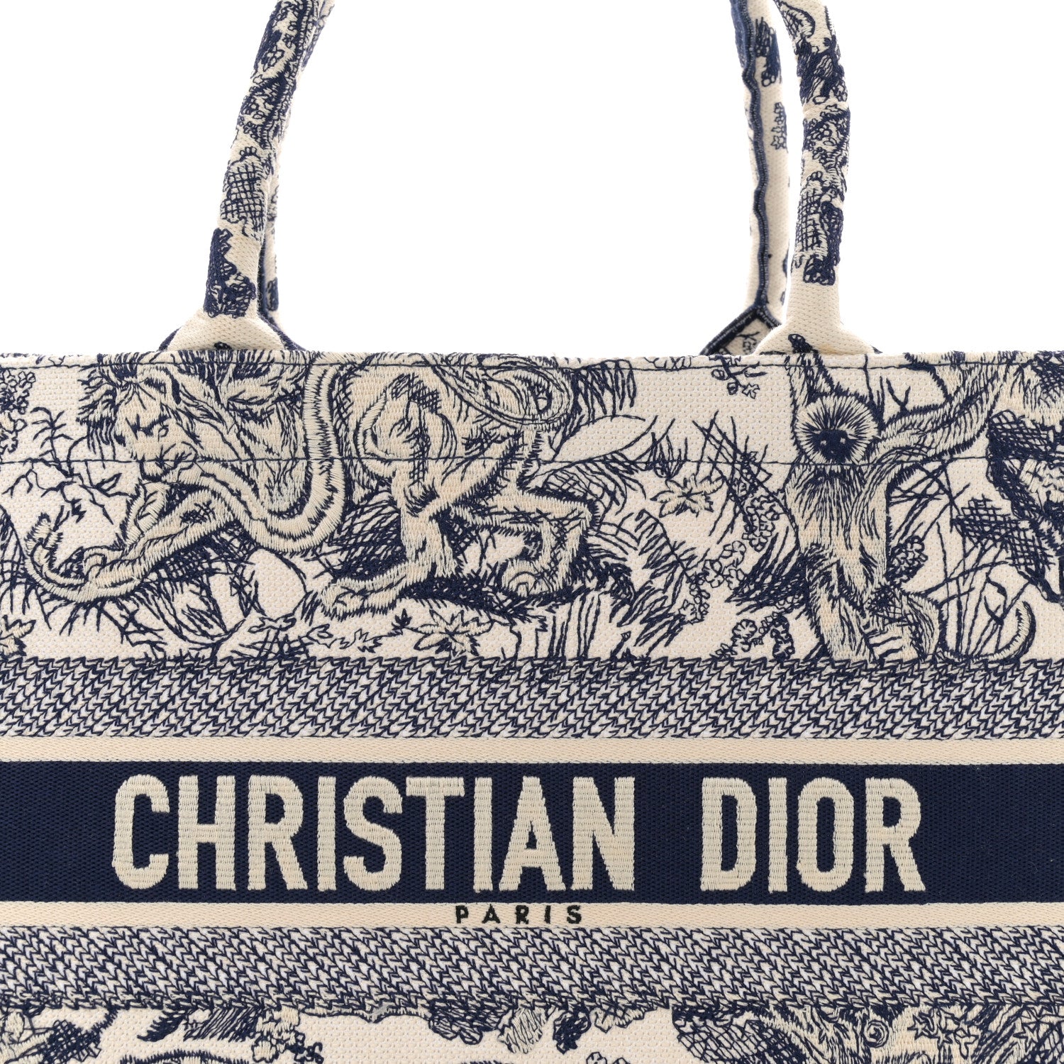 Christian Dior Canvas Embroidered Medium Dioriviera Toile De Jouy Book Tote Blue 8 of 12