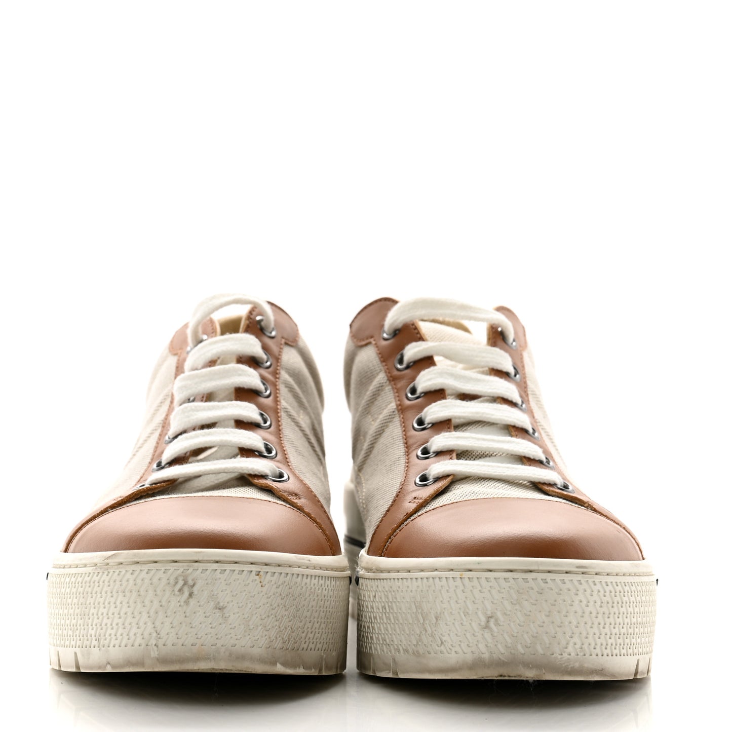 Canvas Calfskin Womens Voltage Sneakers 38.5 Prunoir Naturel
