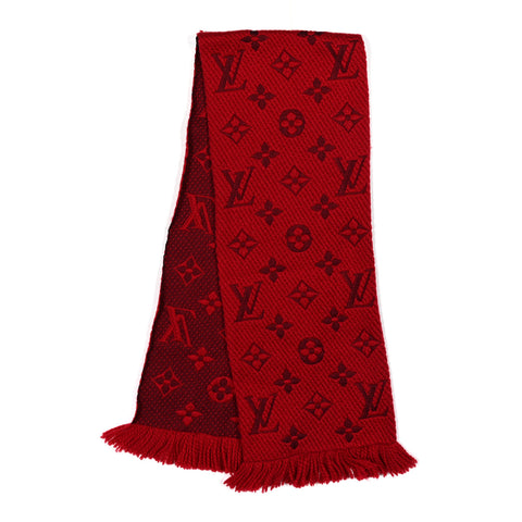 Wool Silk Logomania Scarf Rubis