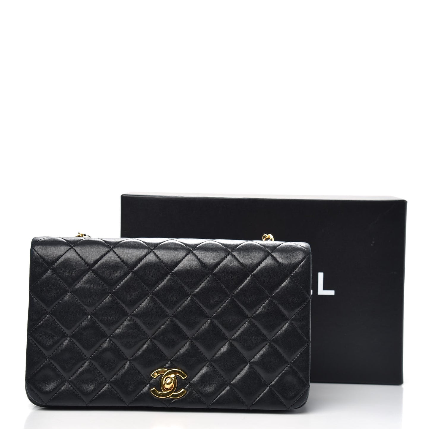 Lambskin Quilted Small Single Flap Bag Black