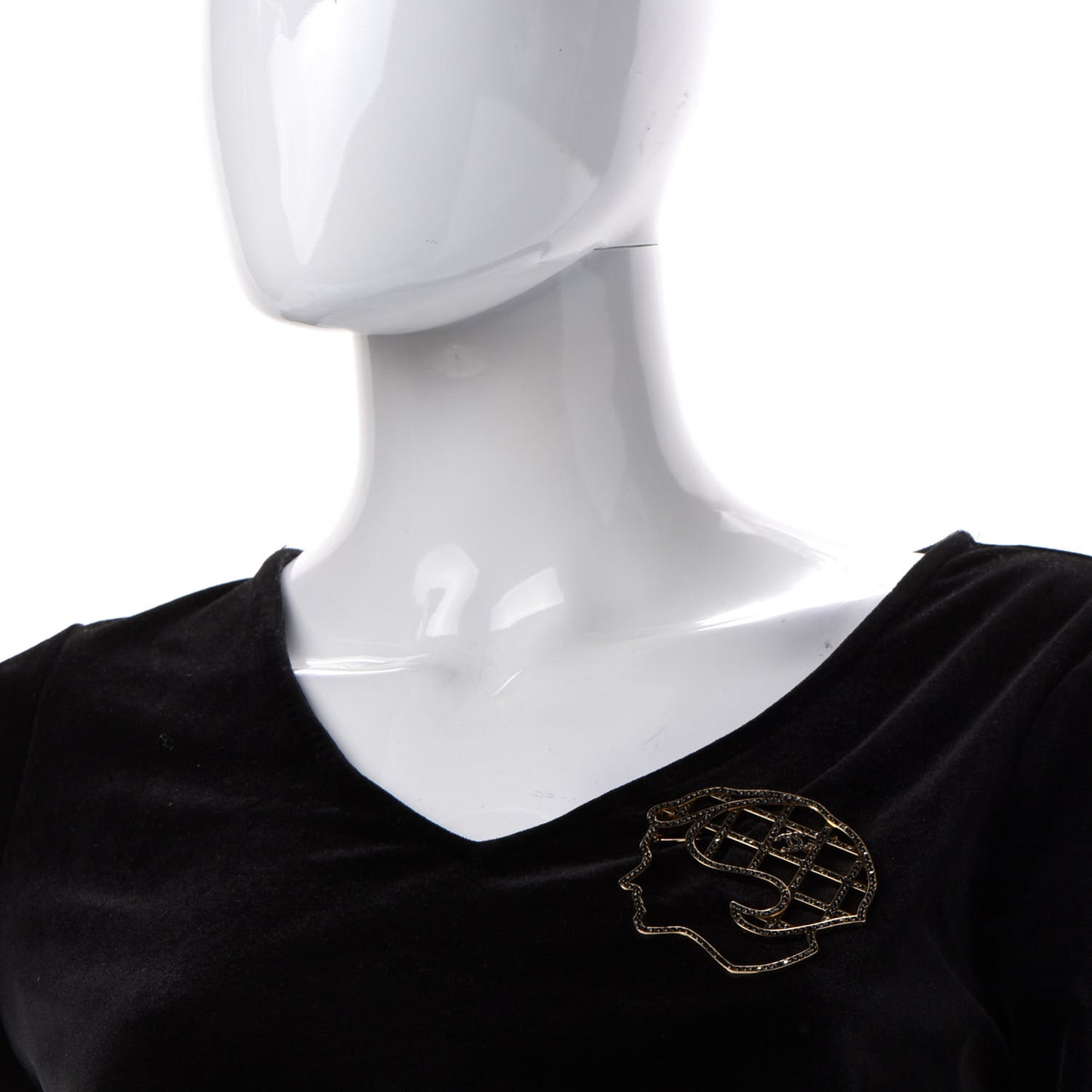 Crystal Mademoiselle Brooch Black Gold
