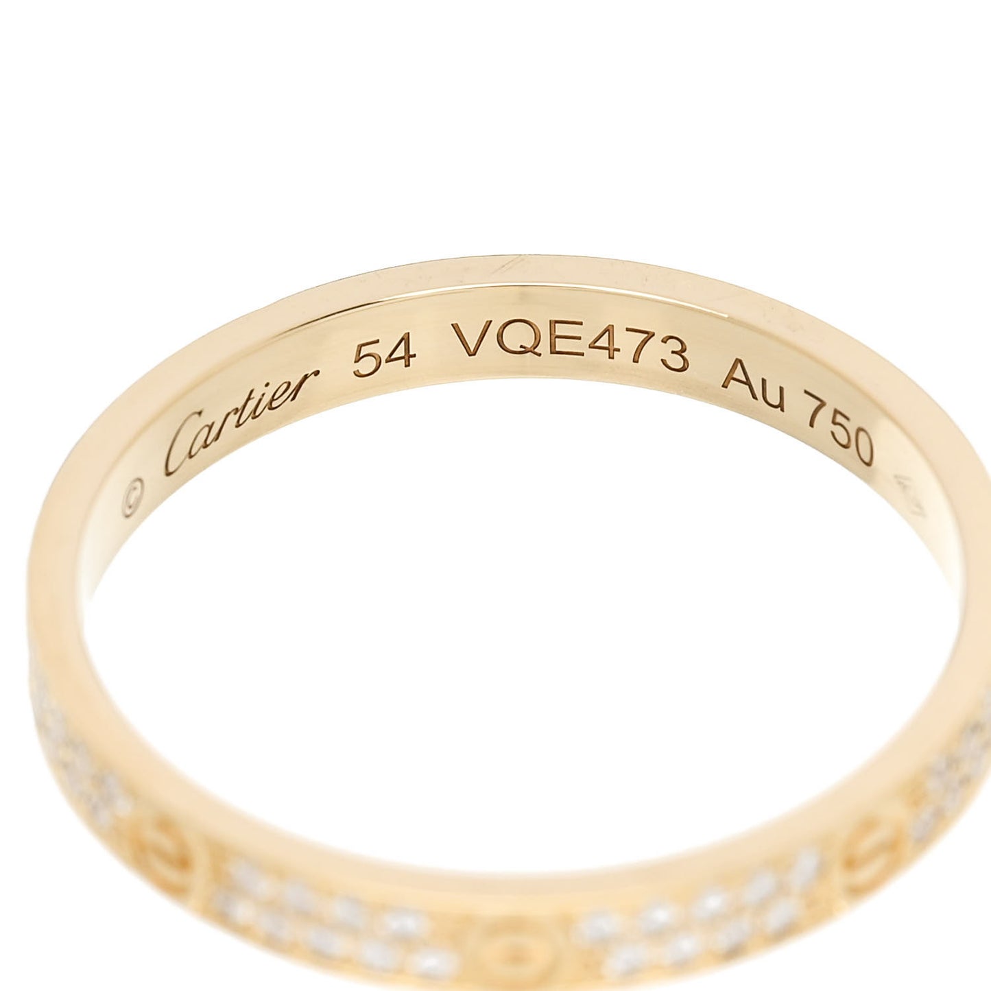 18K Yellow Gold Diamond 2.6mm LOVE Paved Band Ring 54 6.75