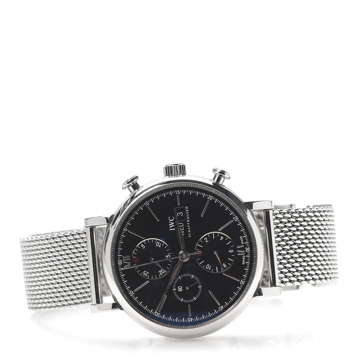 Stainless Steel 42mm Portofino Chronograph Automatic Watch Black IW391030