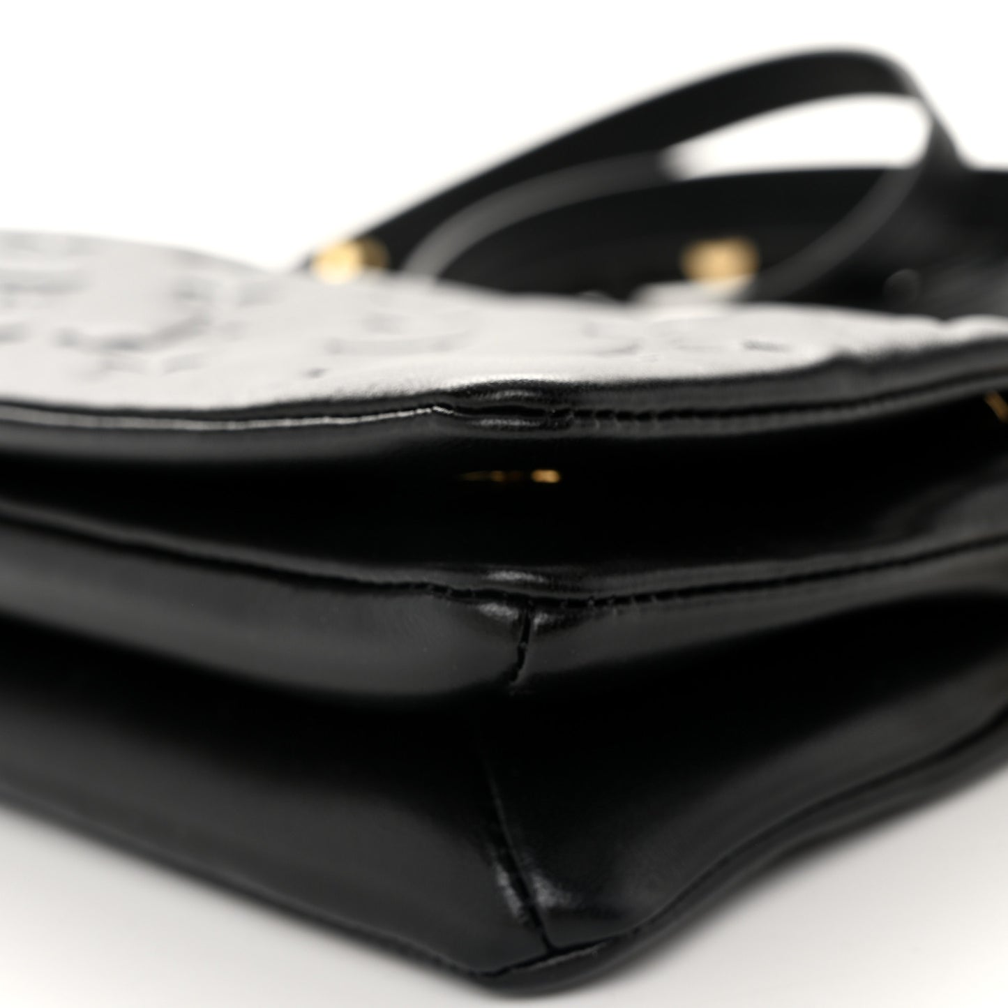 Lambskin Embossed Monogram Pochette Coussin Crossbody Black