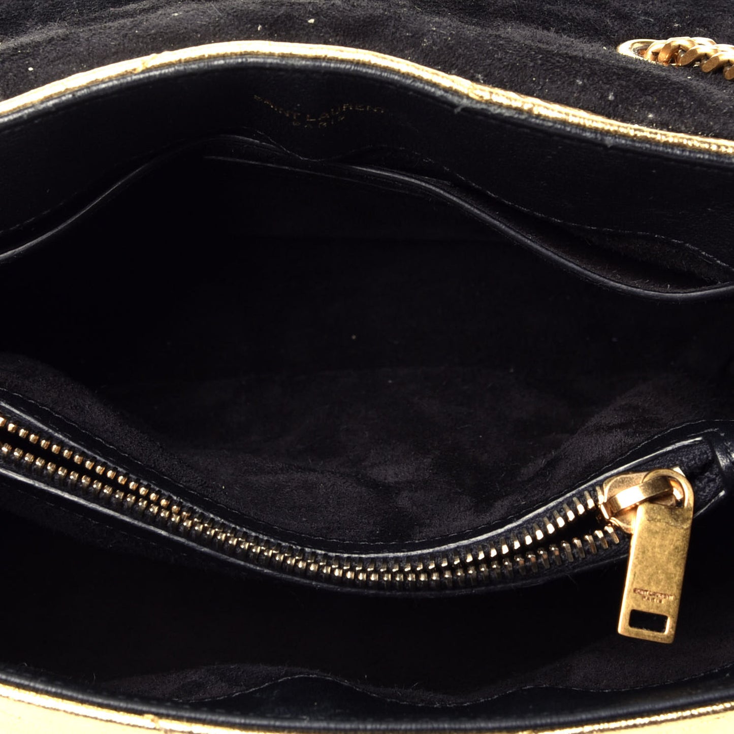 Metallic Calfskin Y Quilted Small Loulou Monogram Chain Satchel Gold